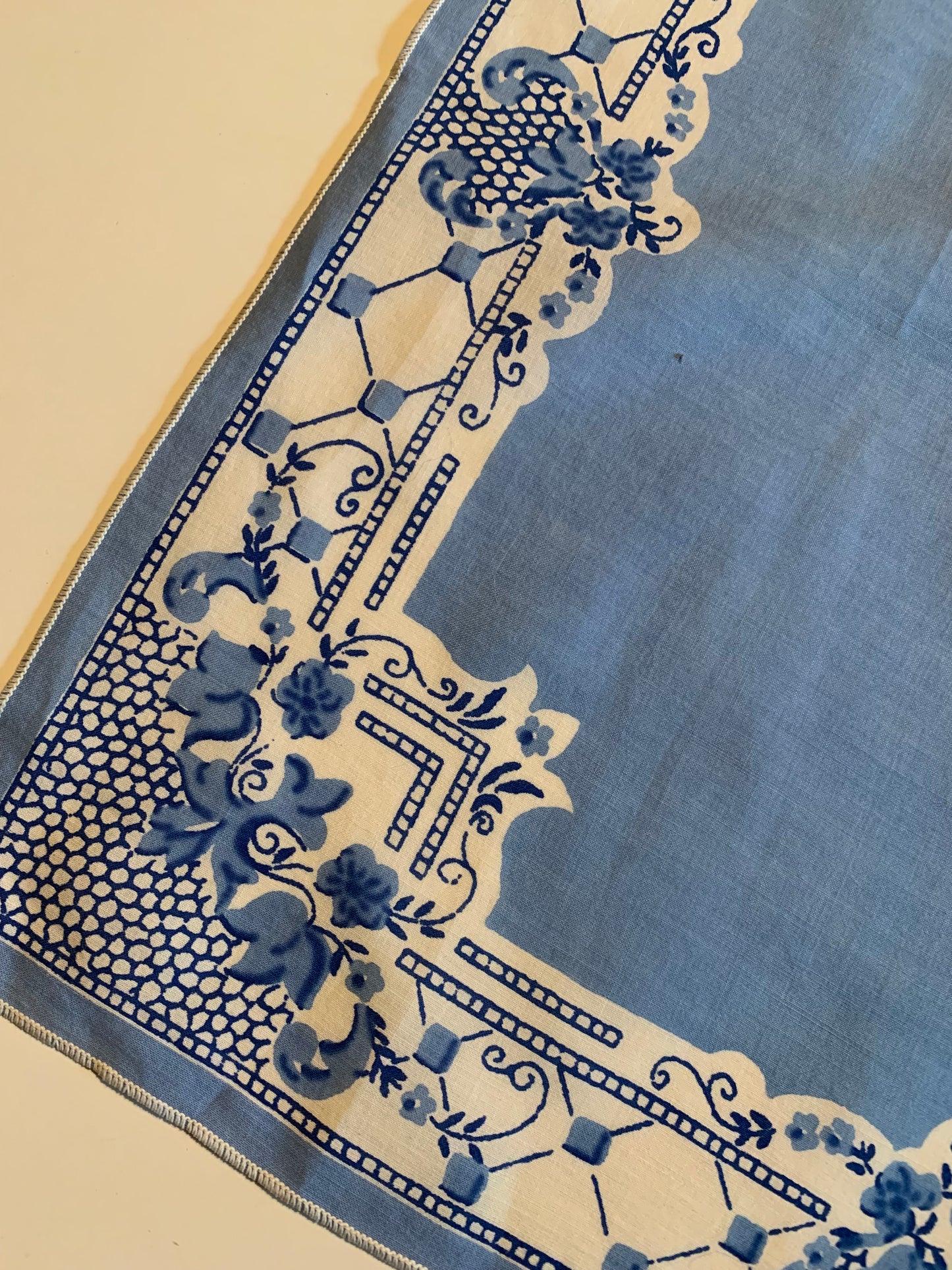 Blue Asian Print Handkerchief circa 1950s