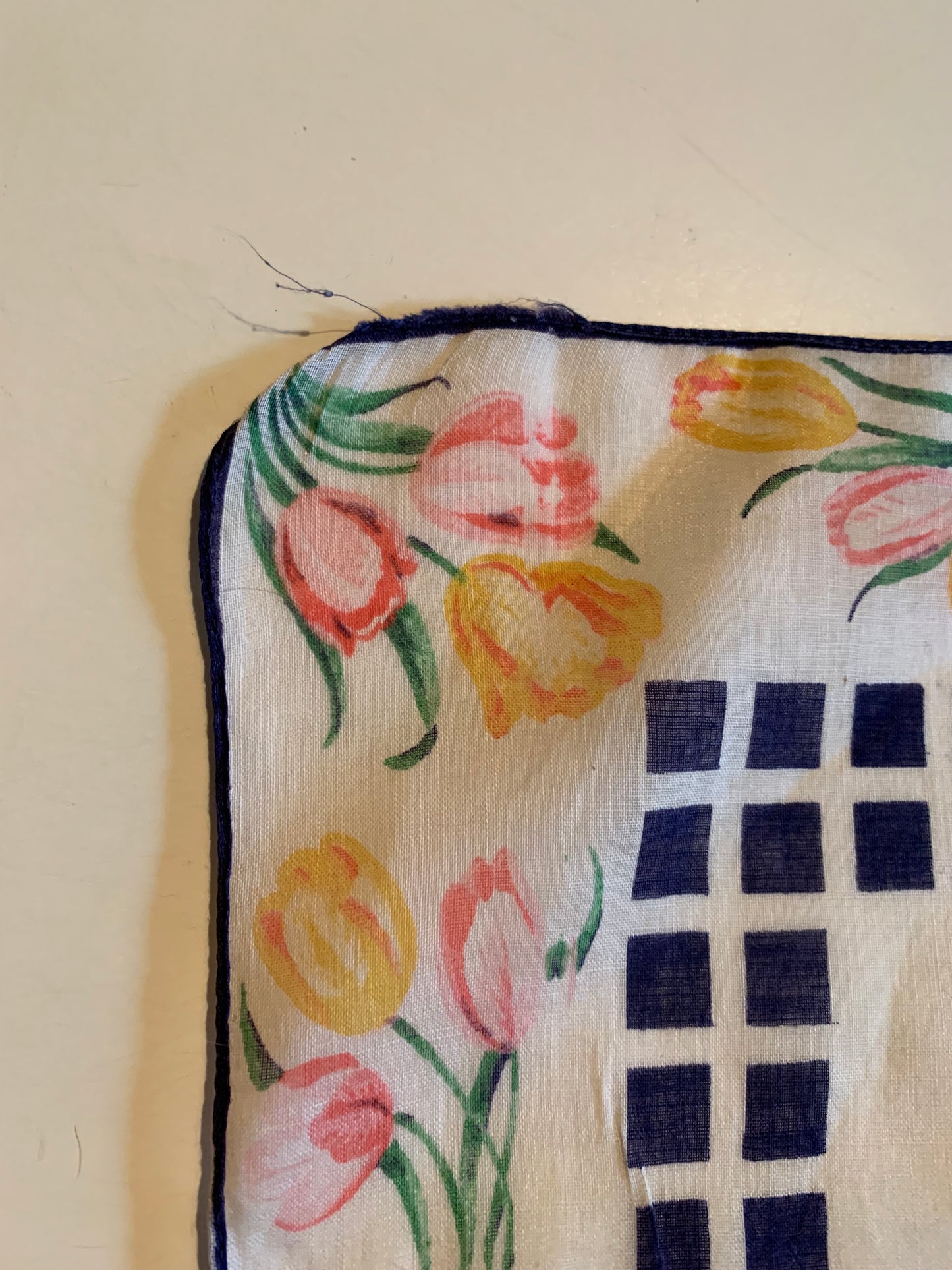 Tulip Print Cotton Handkerchief circa 1950s