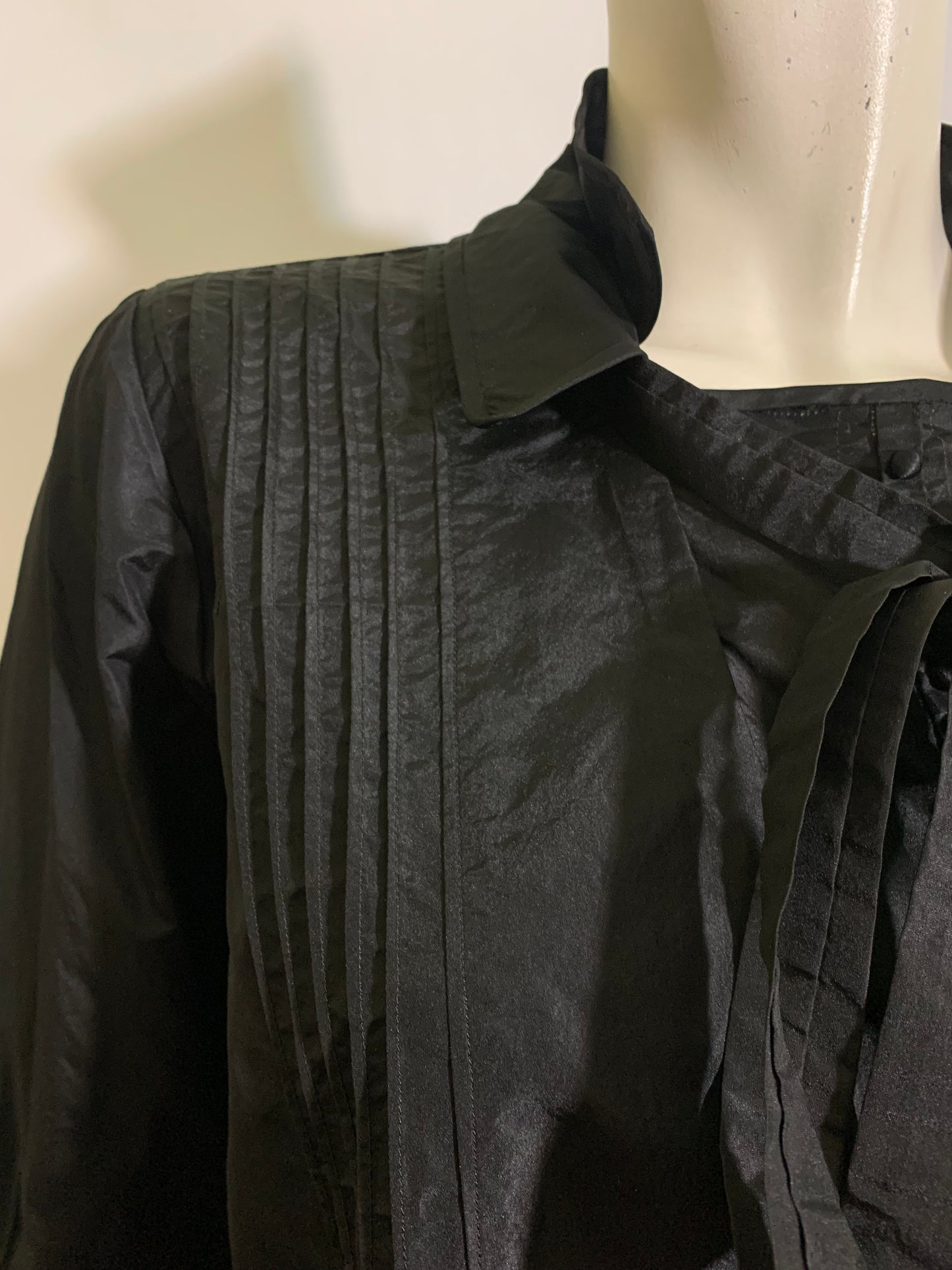 Button Trimmed Black Weighted Silk Dress circa 1920s L