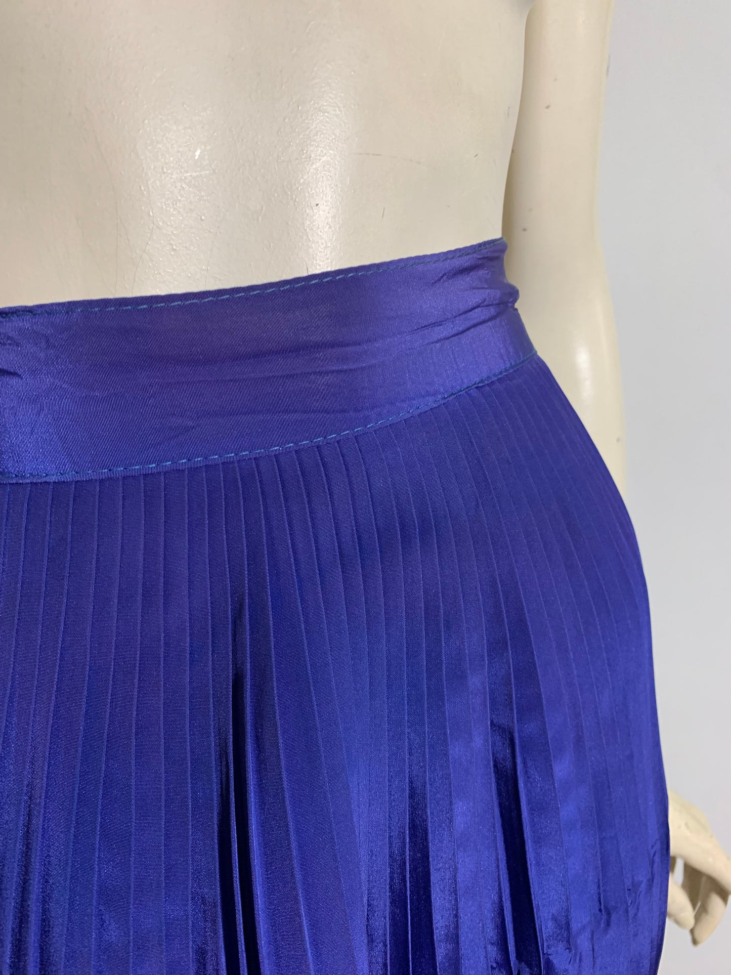 Vivid Blue Finely Pleated Rayon Skirt circa 1940s