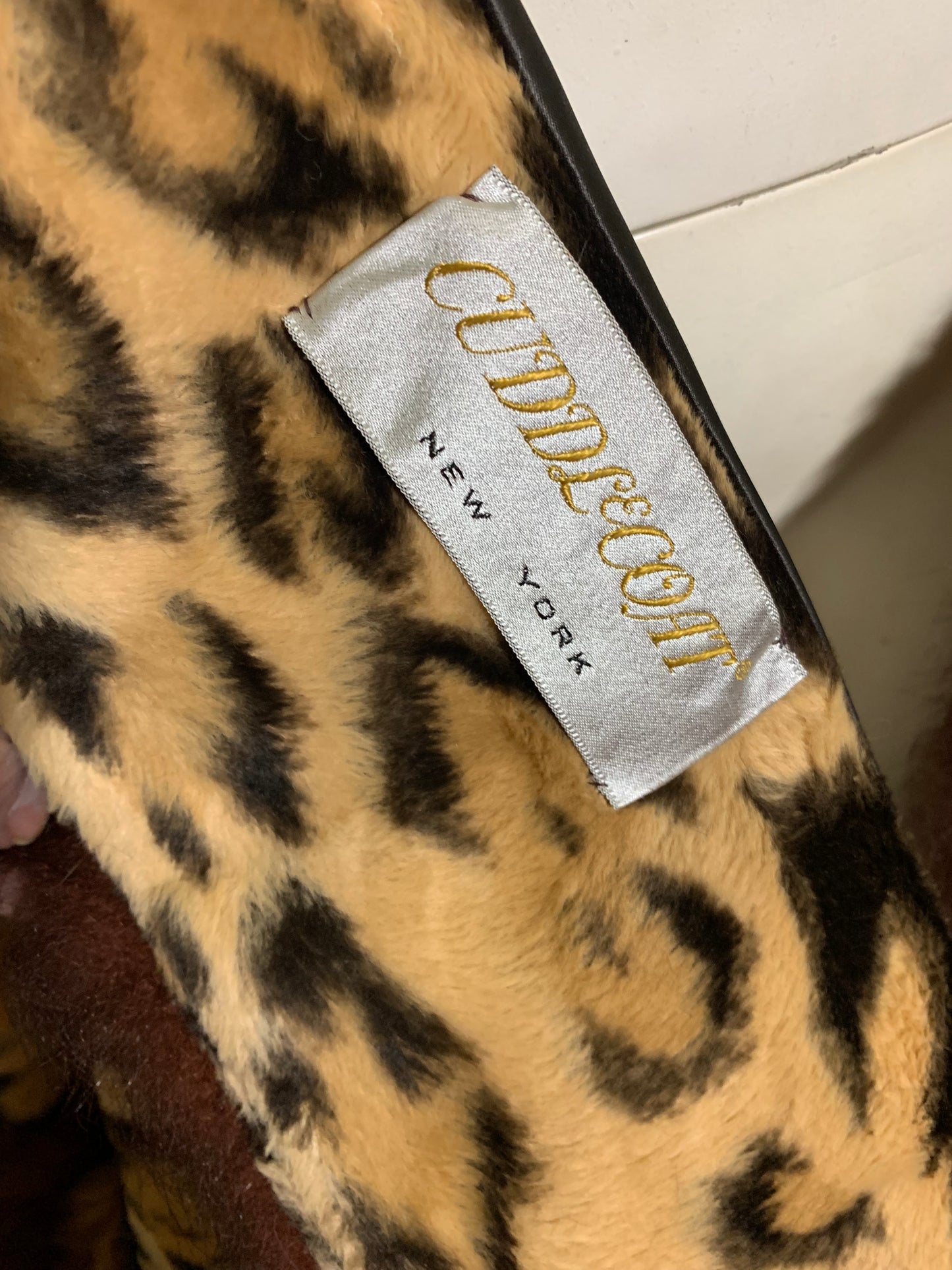 Incredible Leopard Print Faux Fur Nipped Waist Coat Full Skirt Fur Trim circa 1970s