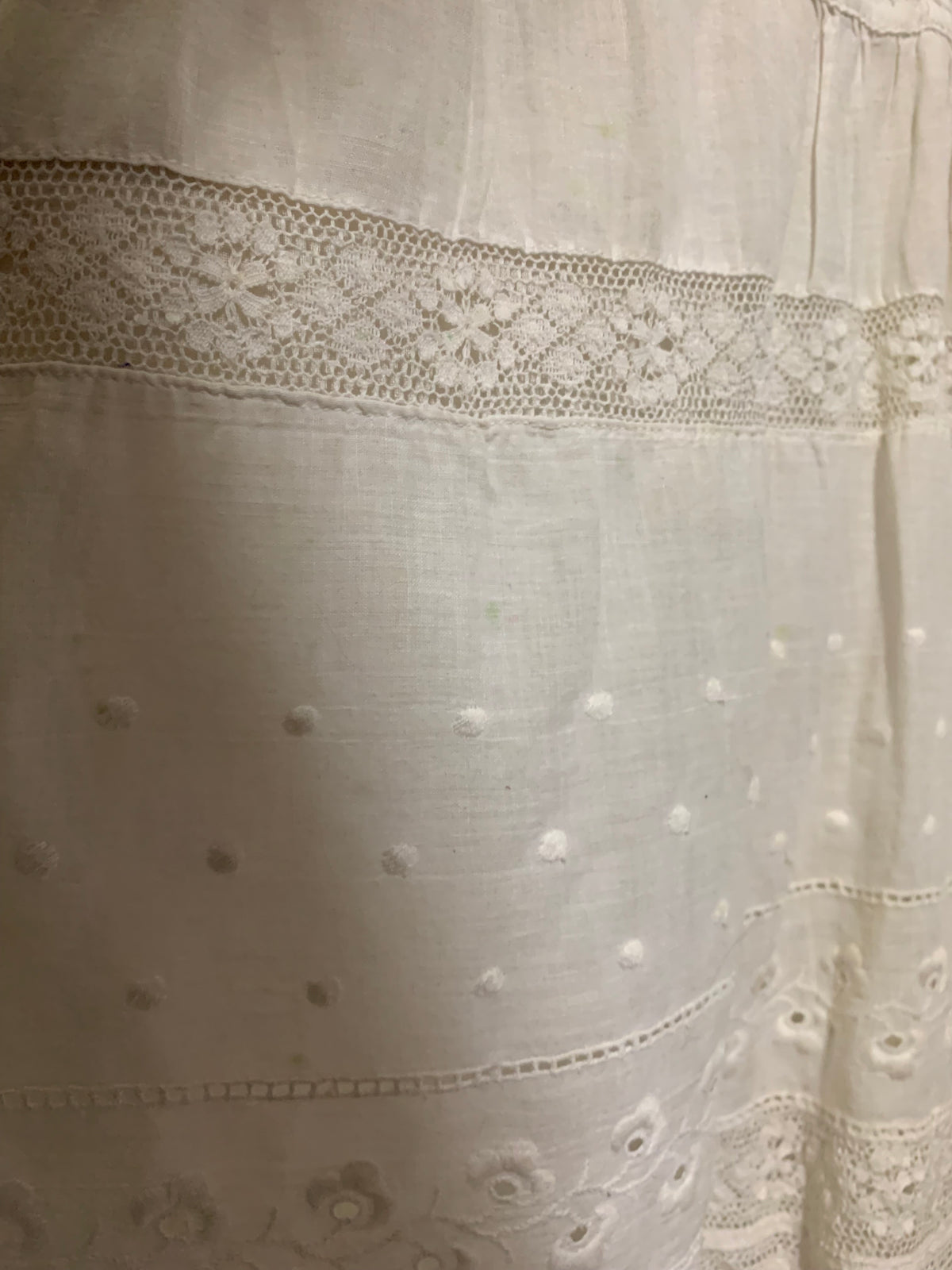White Cotton Petticoat with Embroidery and Lace Skirt circa 1890s