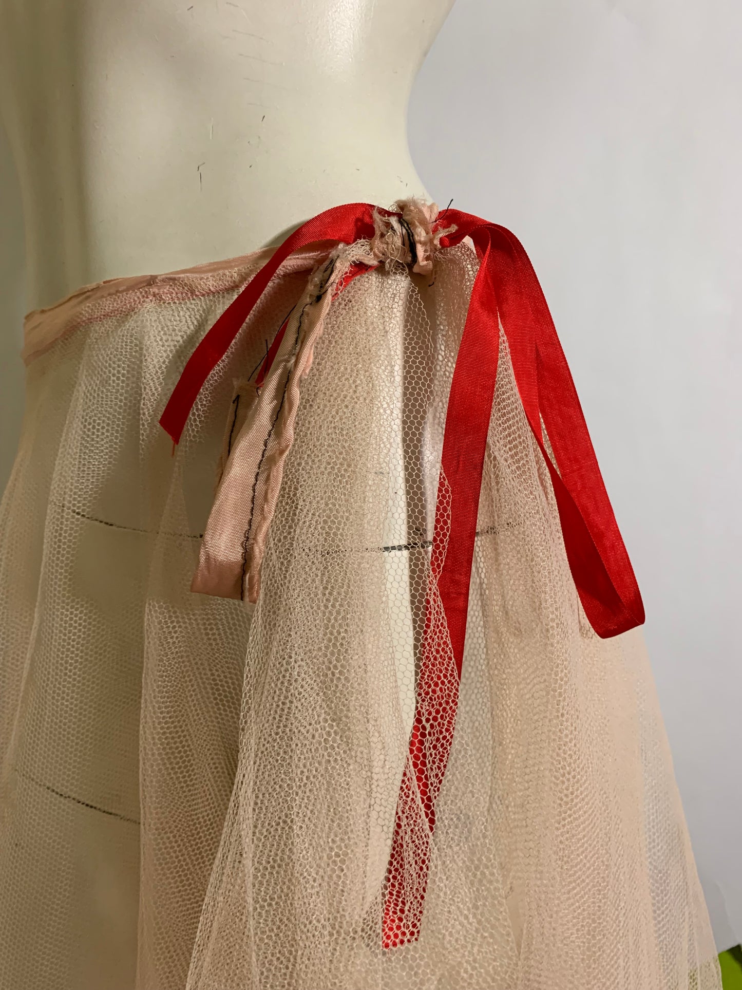 Ballerina Pink Tulle Crinoline Red Ribbon circa 1960s