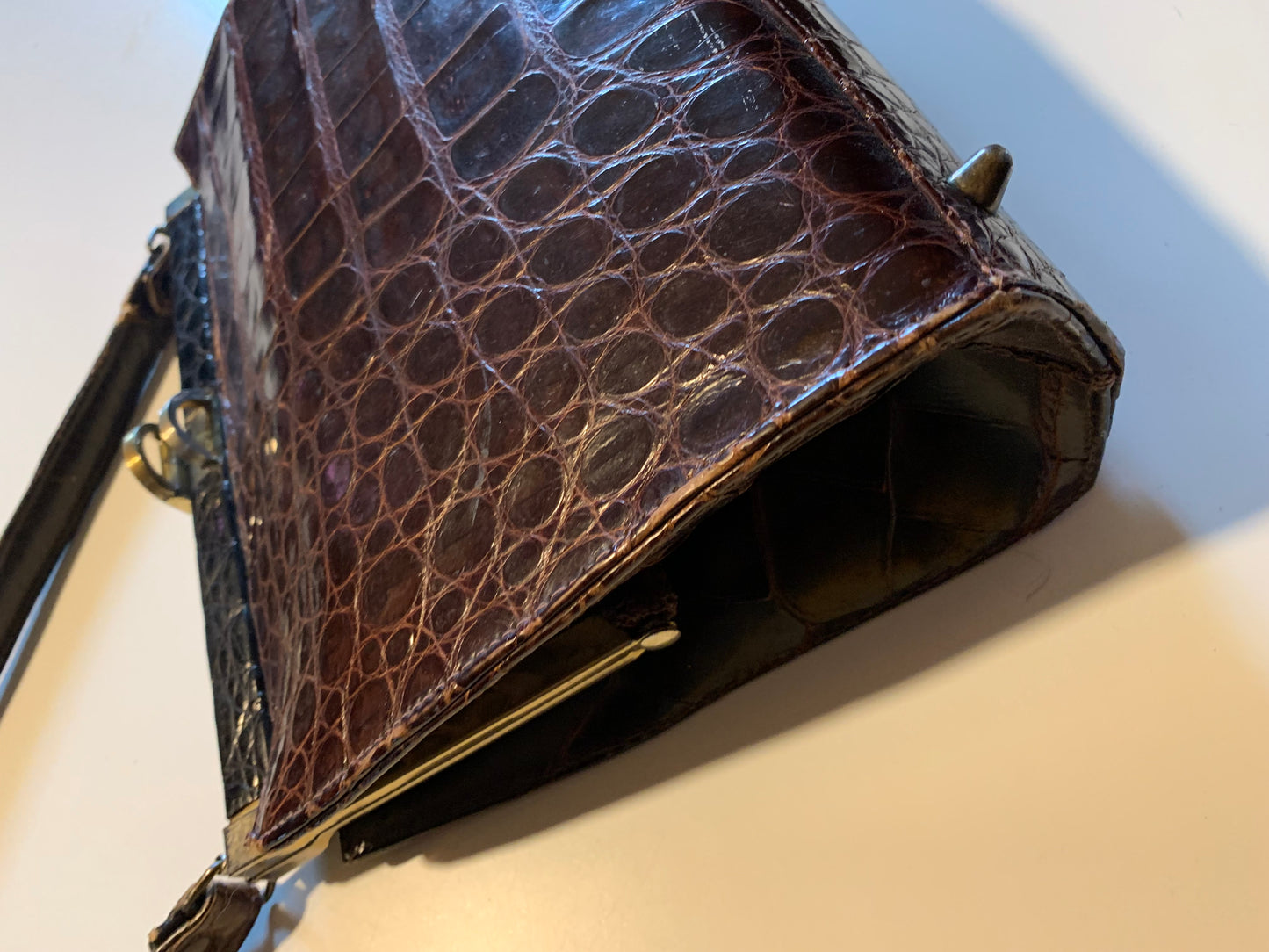 Genuine Alligator Classic Kelly Style Handbag circa 1940s