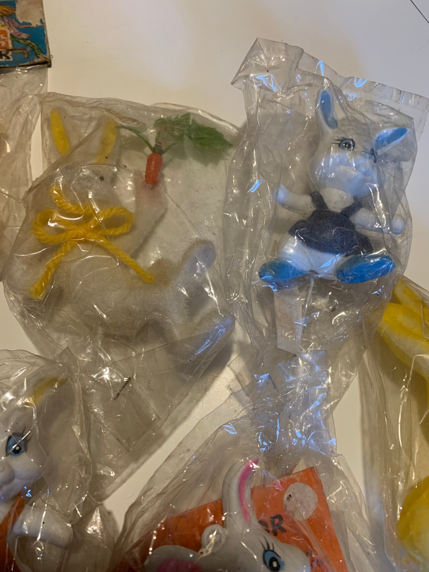 Lot Delightful Flocked Bunnies Easter Craft Supplies 1970s 11 pcs