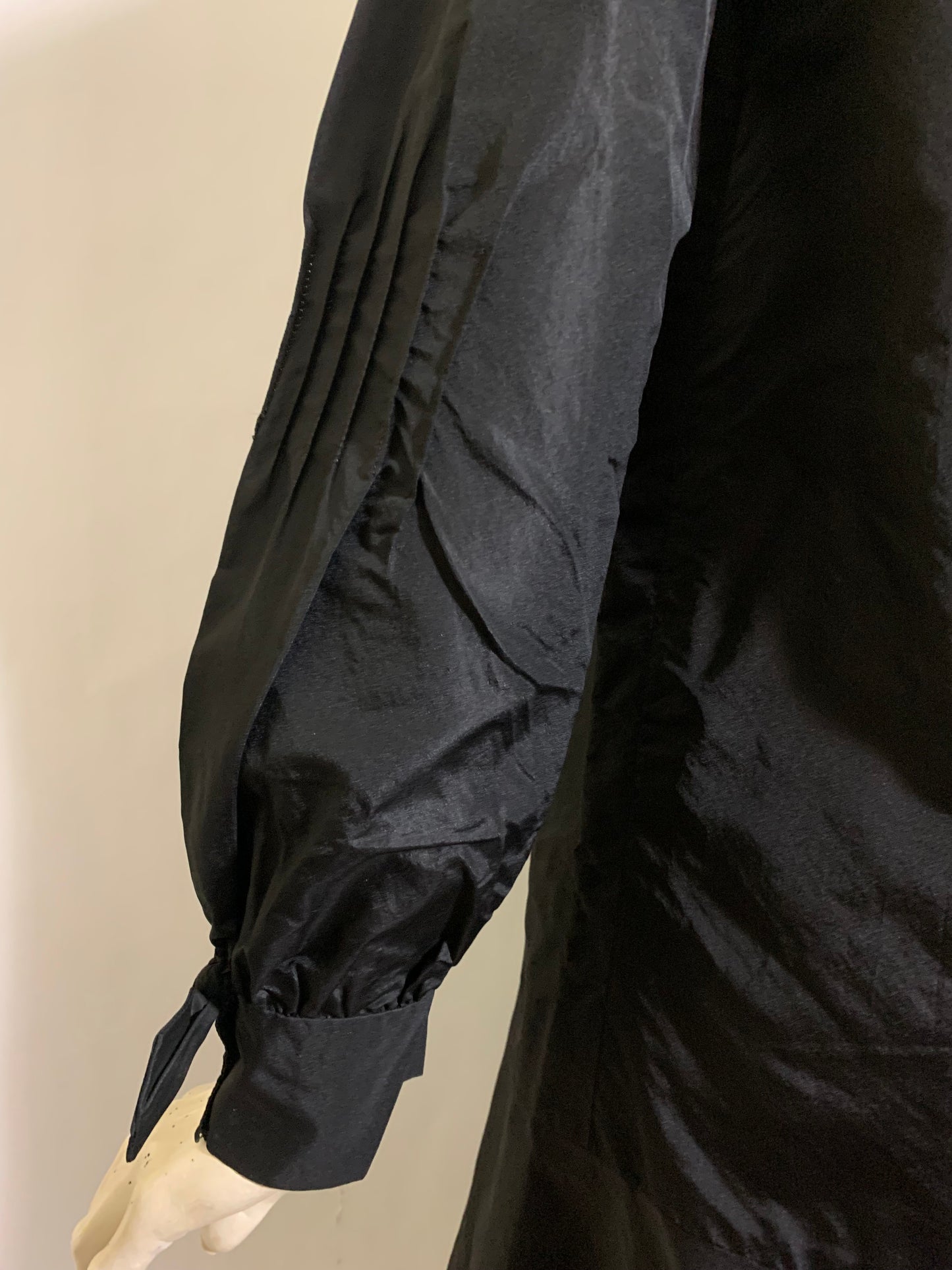 Button Trimmed Black Weighted Silk Dress circa 1920s L