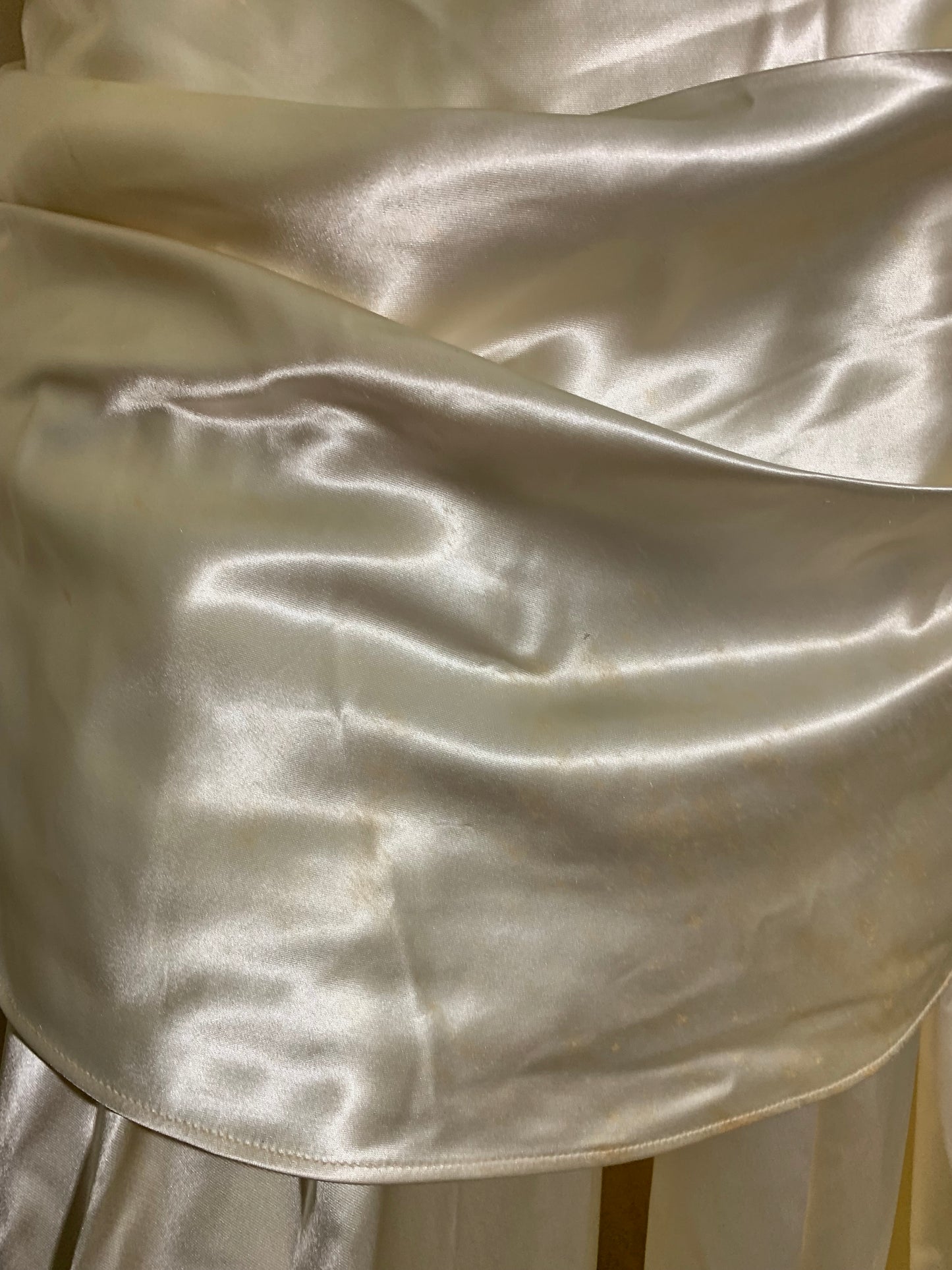 Soft White Slipper Satin Hip Draped Wedding Dress circa 1940s