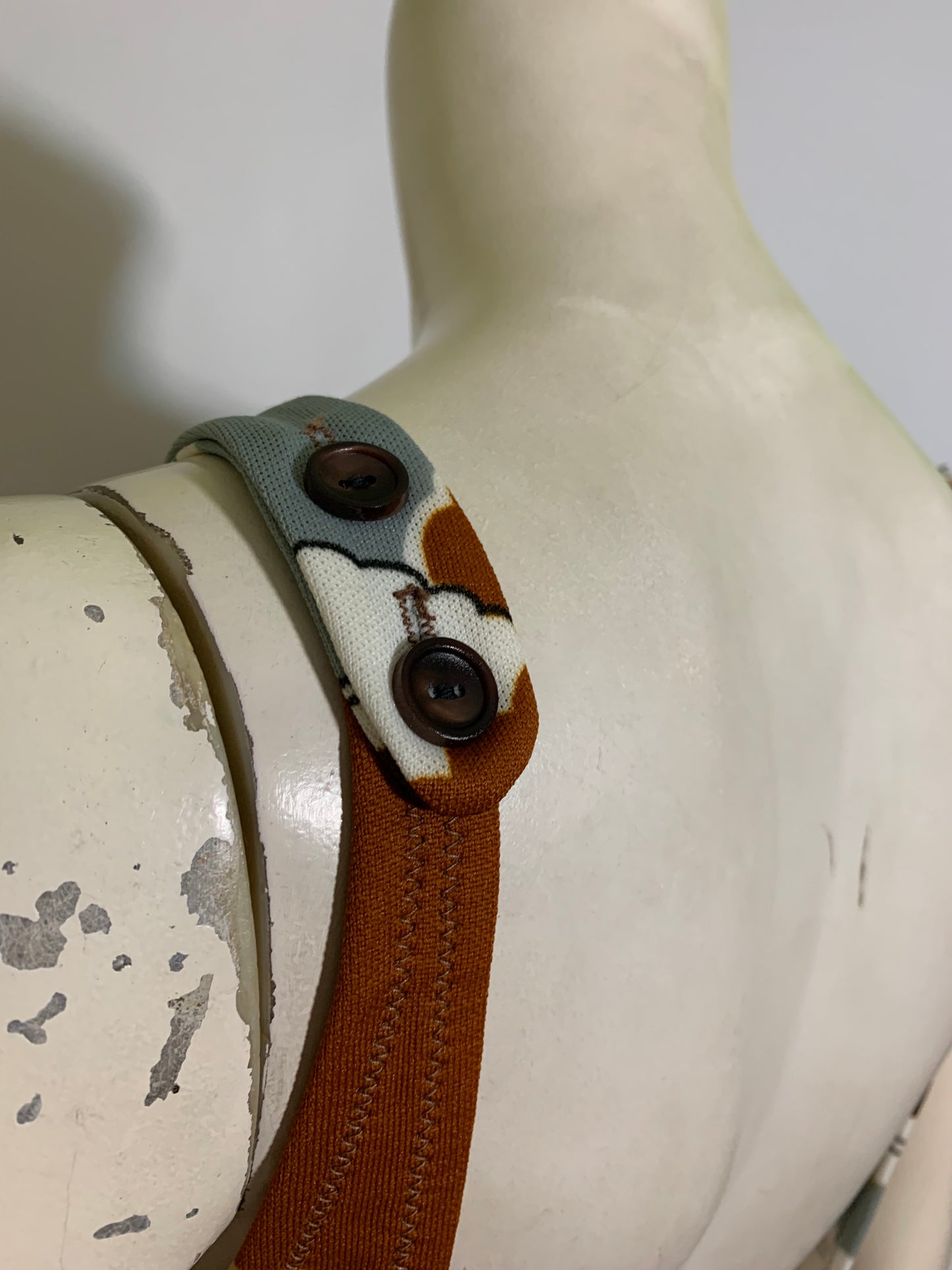 Goldenrod and Brown One Piece Swimsuit Peaked Cups circa 1970s