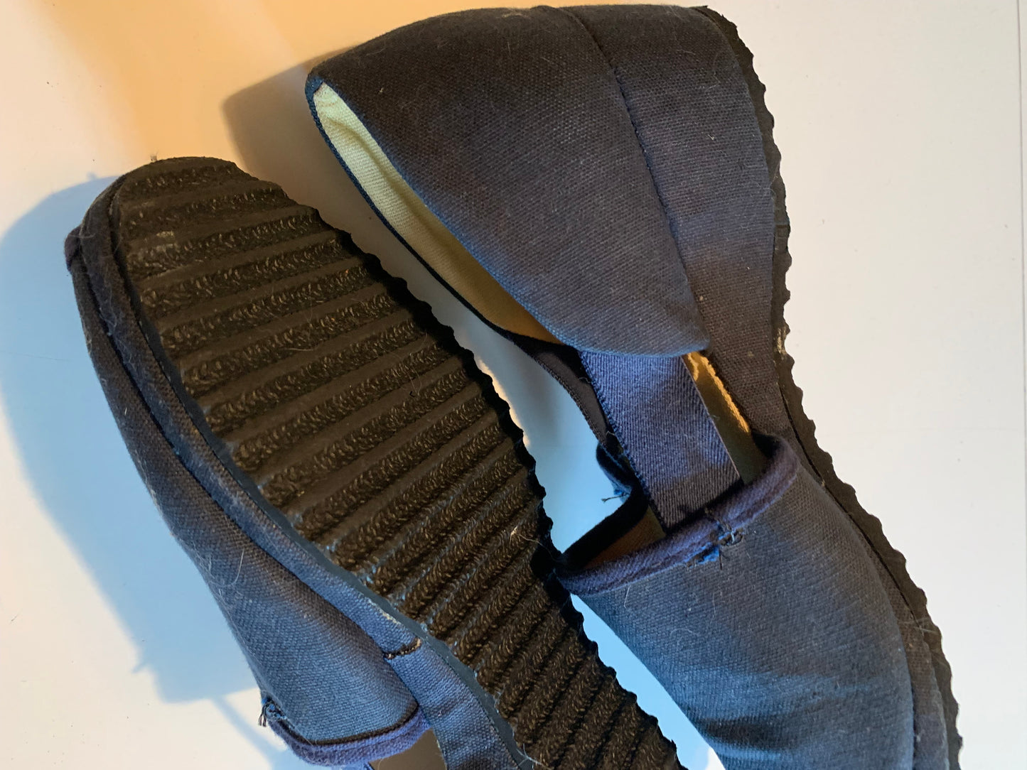 Blue Canvas Casual Peep Toe Low Heel Shoes circa 1940s 7