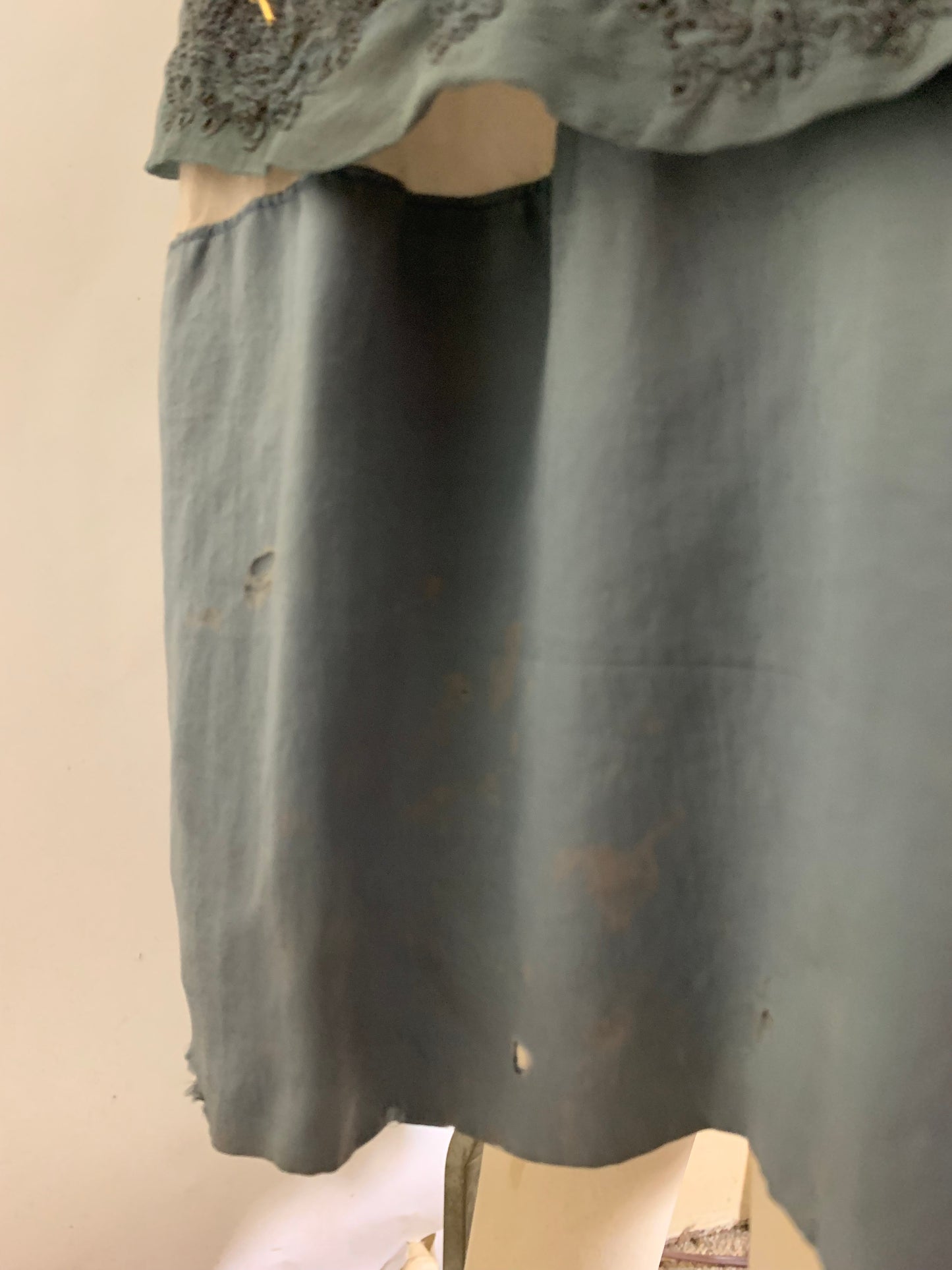 Soft Sky Blue Silk Beaded Cocktail Dress circa 1920s