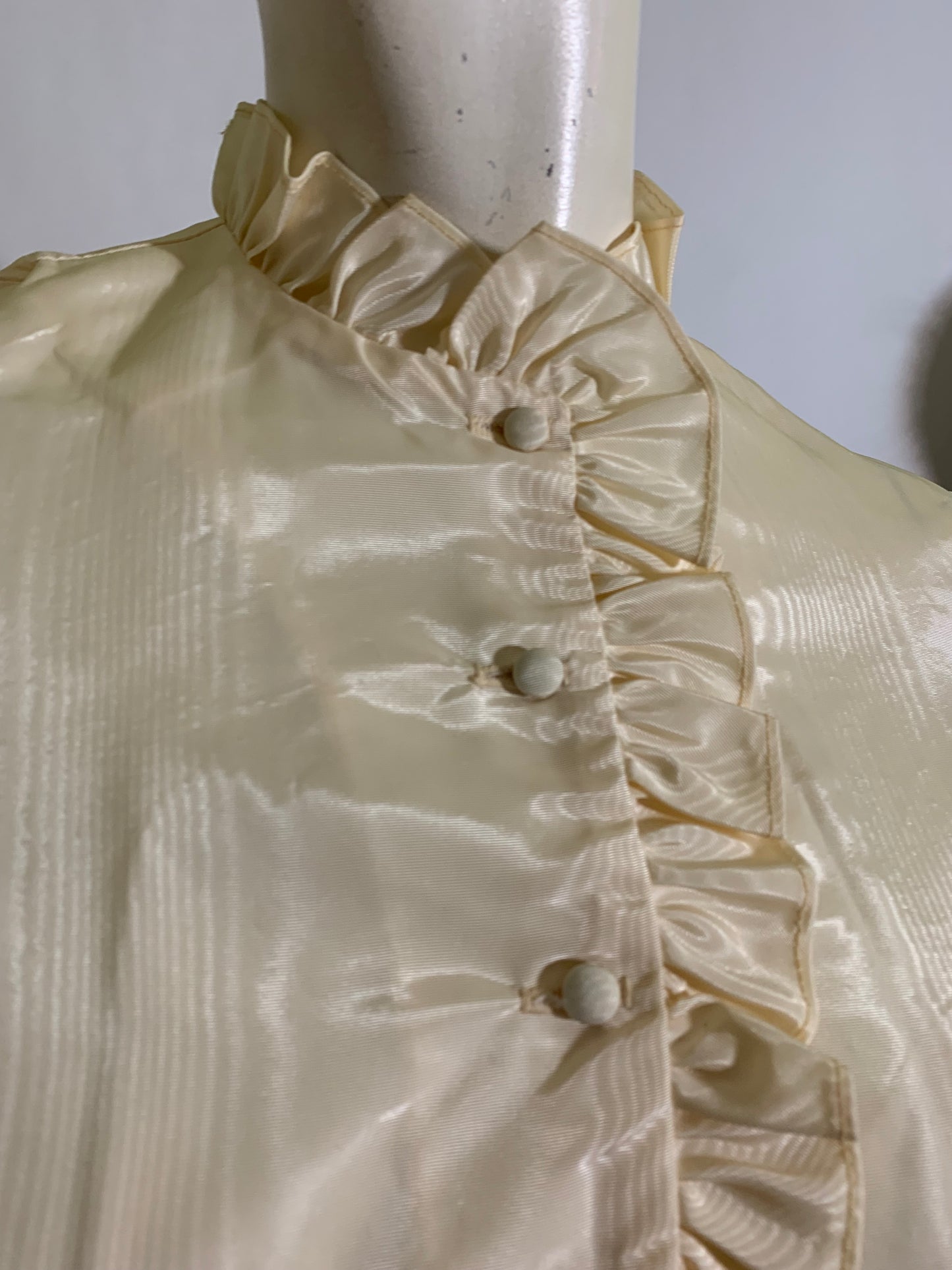 Moire Taffeta Brown and Ivory Mini Dress with Orange Bow Belt circa 1970s