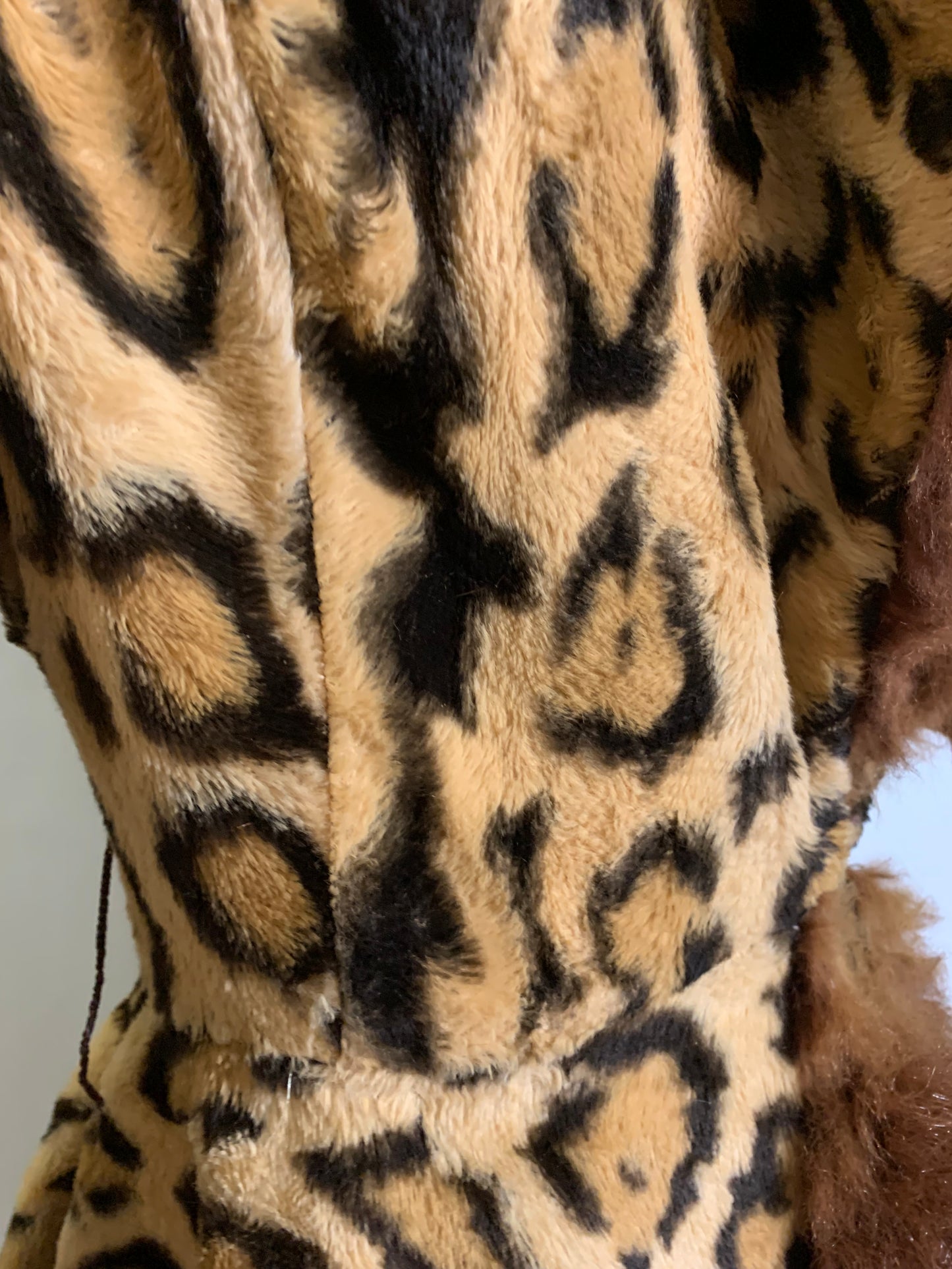 Incredible Leopard Print Faux Fur Nipped Waist Coat Full Skirt Fur Trim circa 1970s