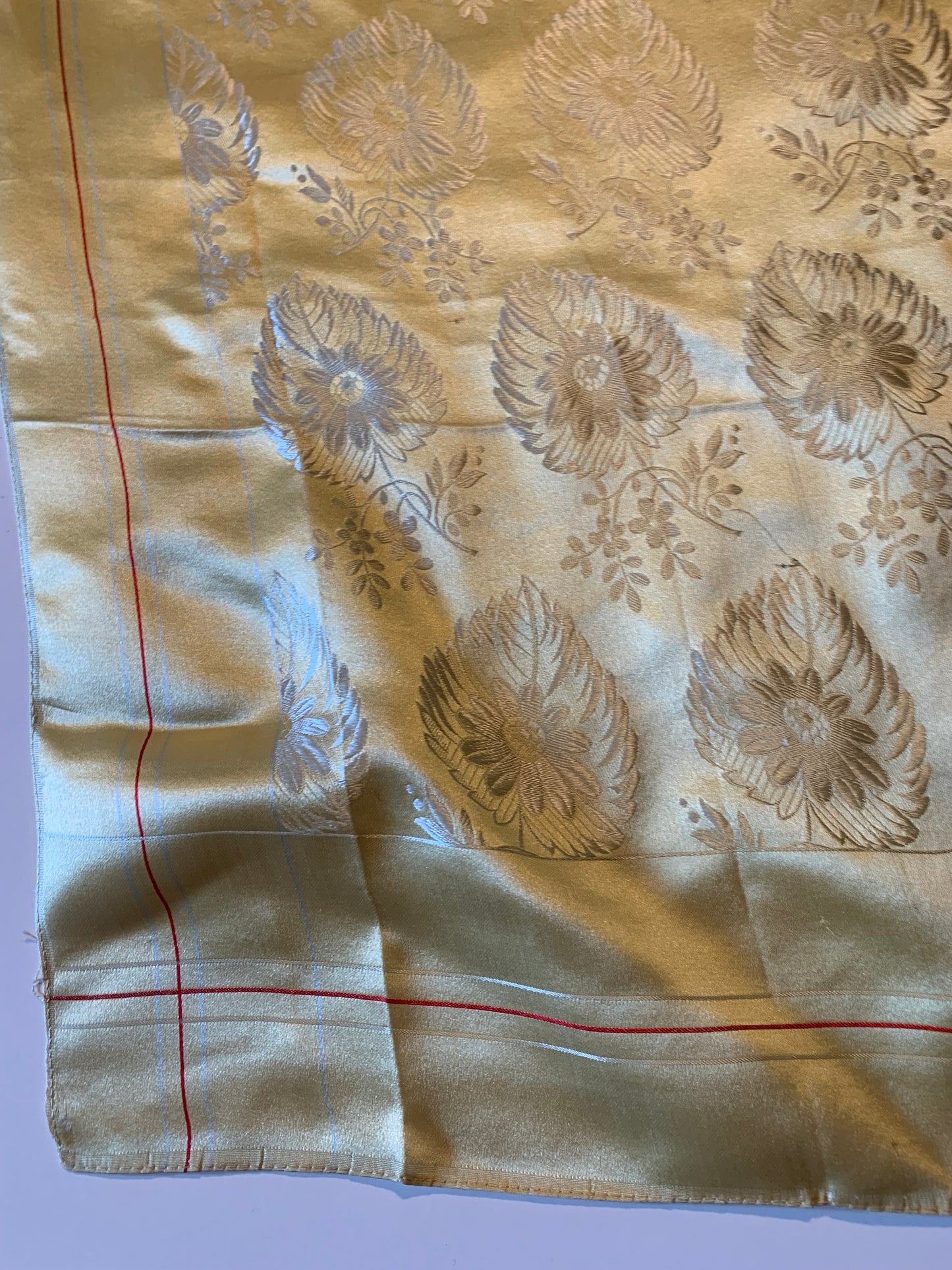 Golden Chinese Square Silk Scarf circa 1960s