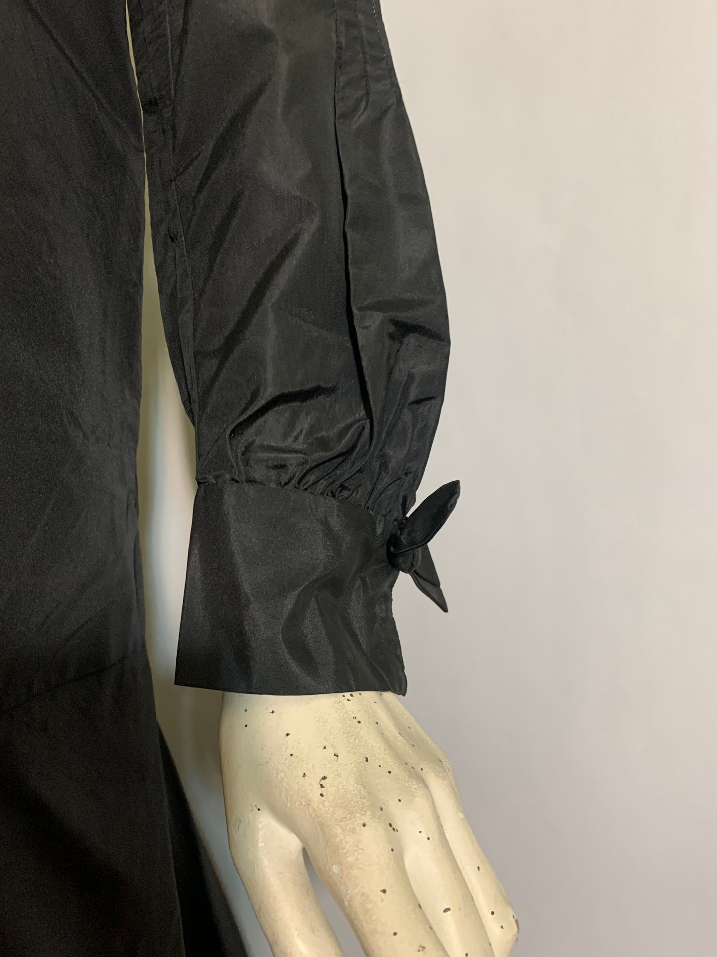 Button Trimmed Black Weighted Silk Dress circa 1920s L