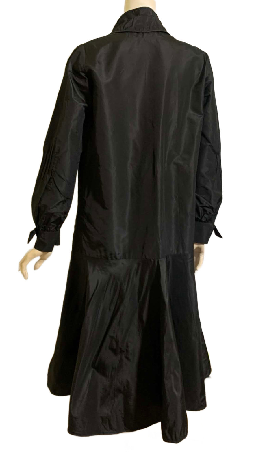 Button Trimmed Black Weighted Silk Dress circa 1920s L