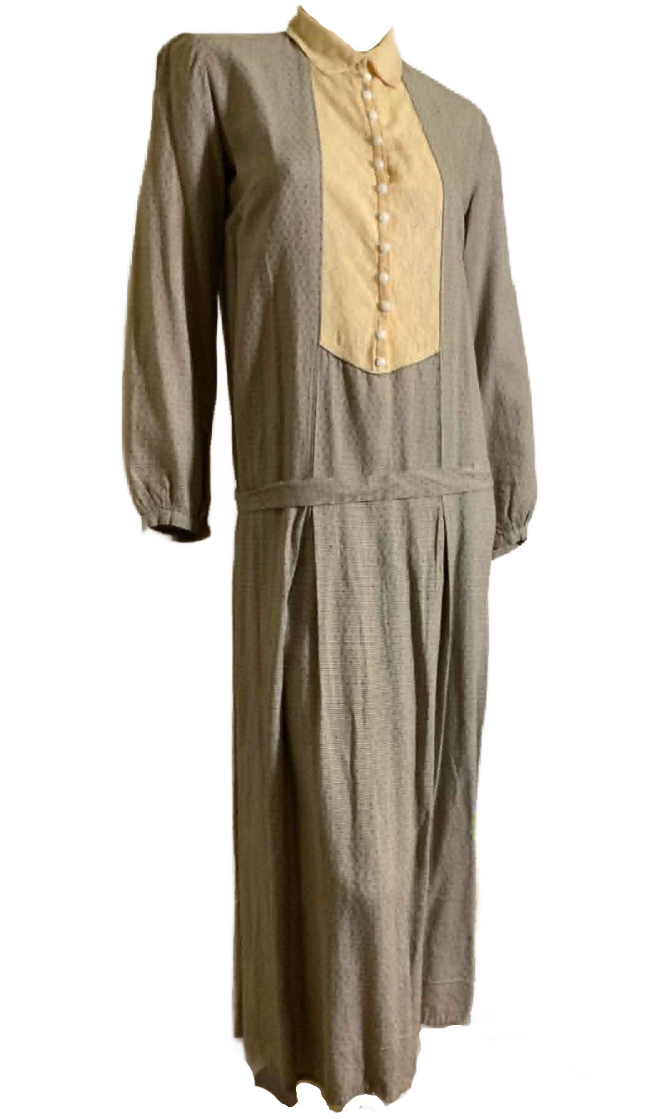 Grey and White Cotton and Lace Tunic Dress circa 1920s