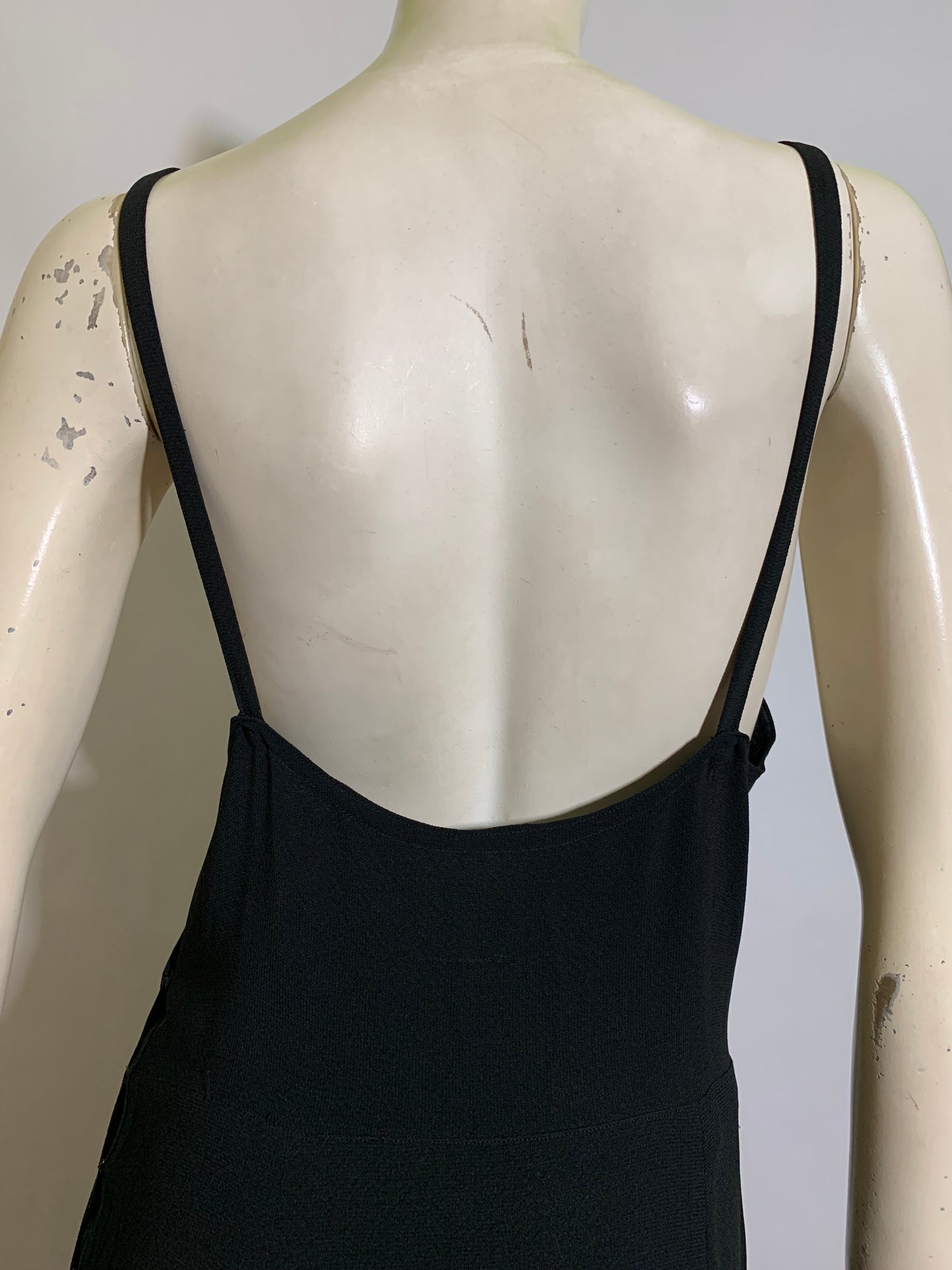 Jet Black Slinky Silk Charmeuse Slip Dress circa 1930s