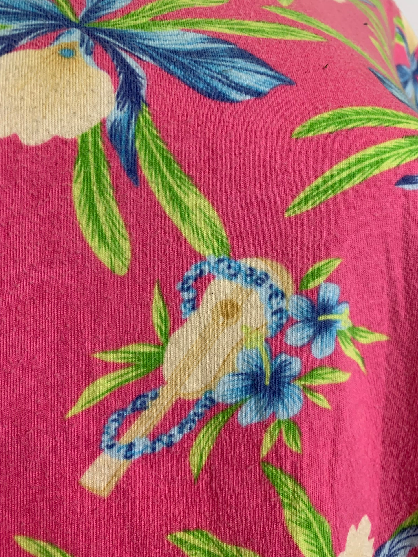 Ukulele and Tropical Flower Print Hawaiian Shirt circa 1990s