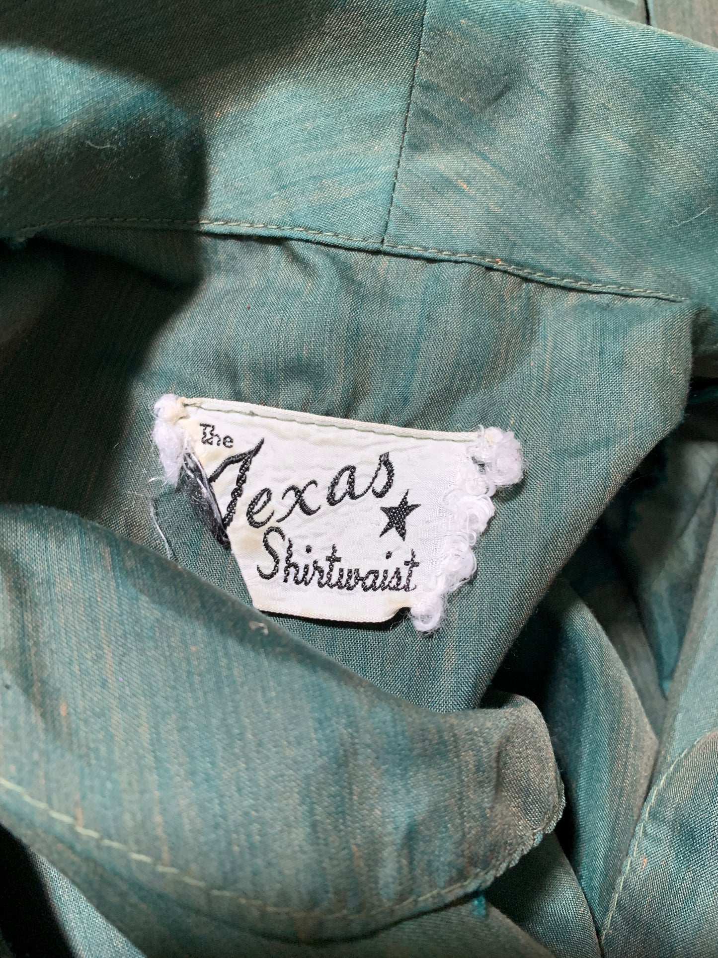 Shot Silk Iridescent Green Shirtwaist Dress circa 1960s