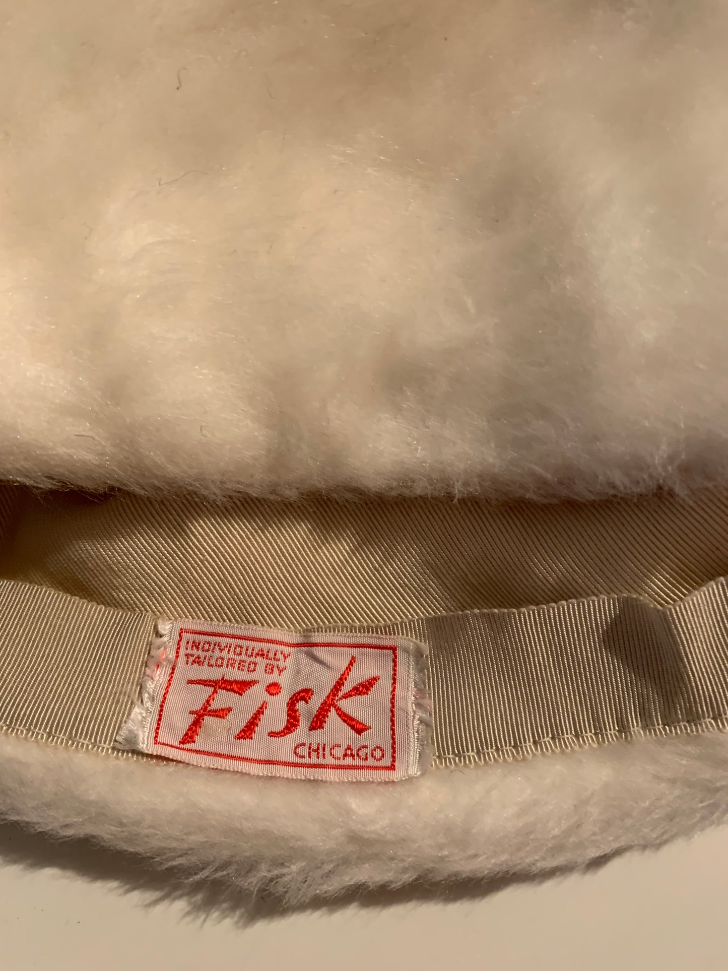 Winter Whit Faux Fur Fez Style Hat with Rhinestones circa 1960s