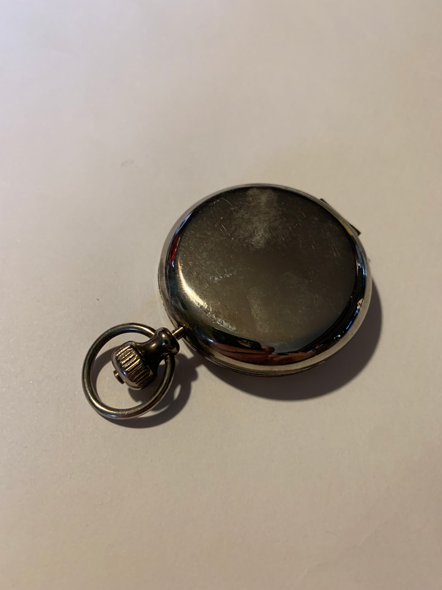 Silver Tone Pocket Watch Inspired Compact Cosmetic Case circa 1980s