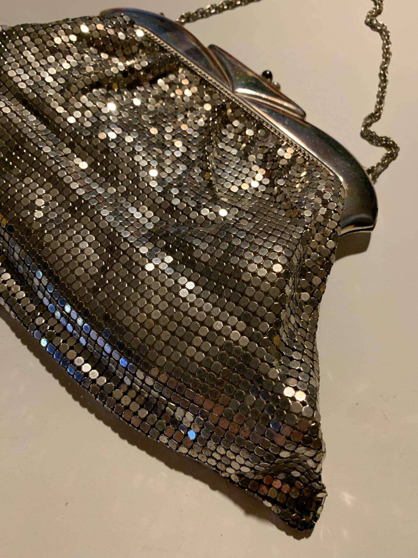 Shimmering Silver Mesh Metal Handbag circa 1940s Whiting & Davis