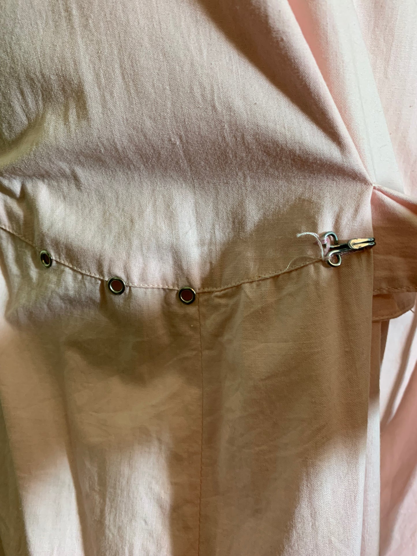 Sweet Pink Cotton Maternity Sun Dress Adjustable Waist circa 1940s
