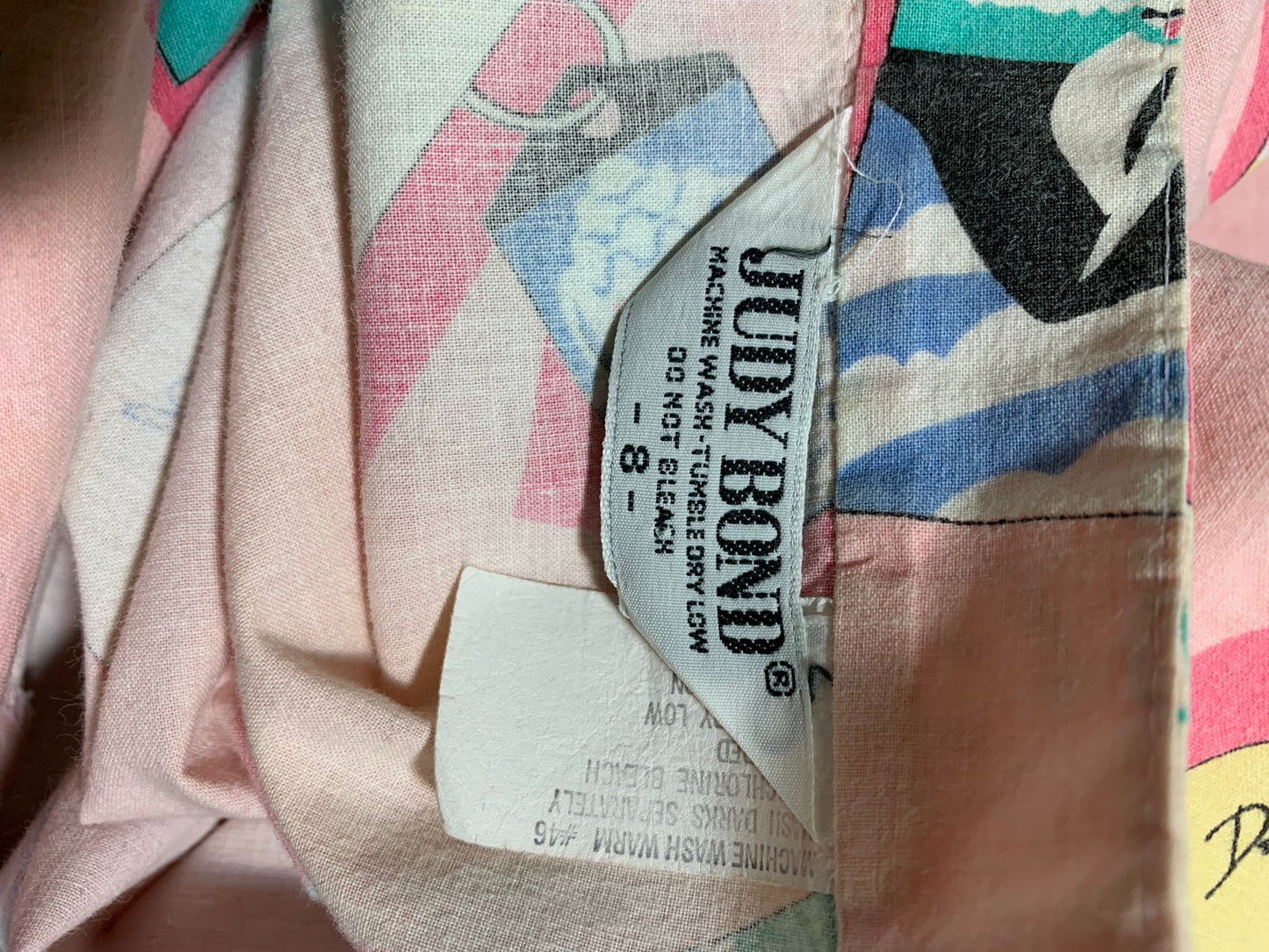 Pastel Pink Post Card Print Cotton Blouse circa 1980s