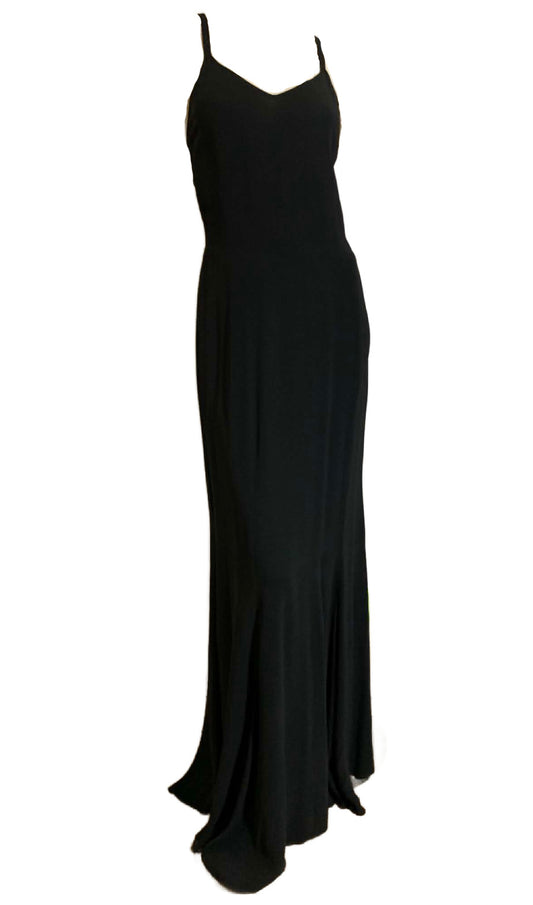 Black vintage evening gown on a white background