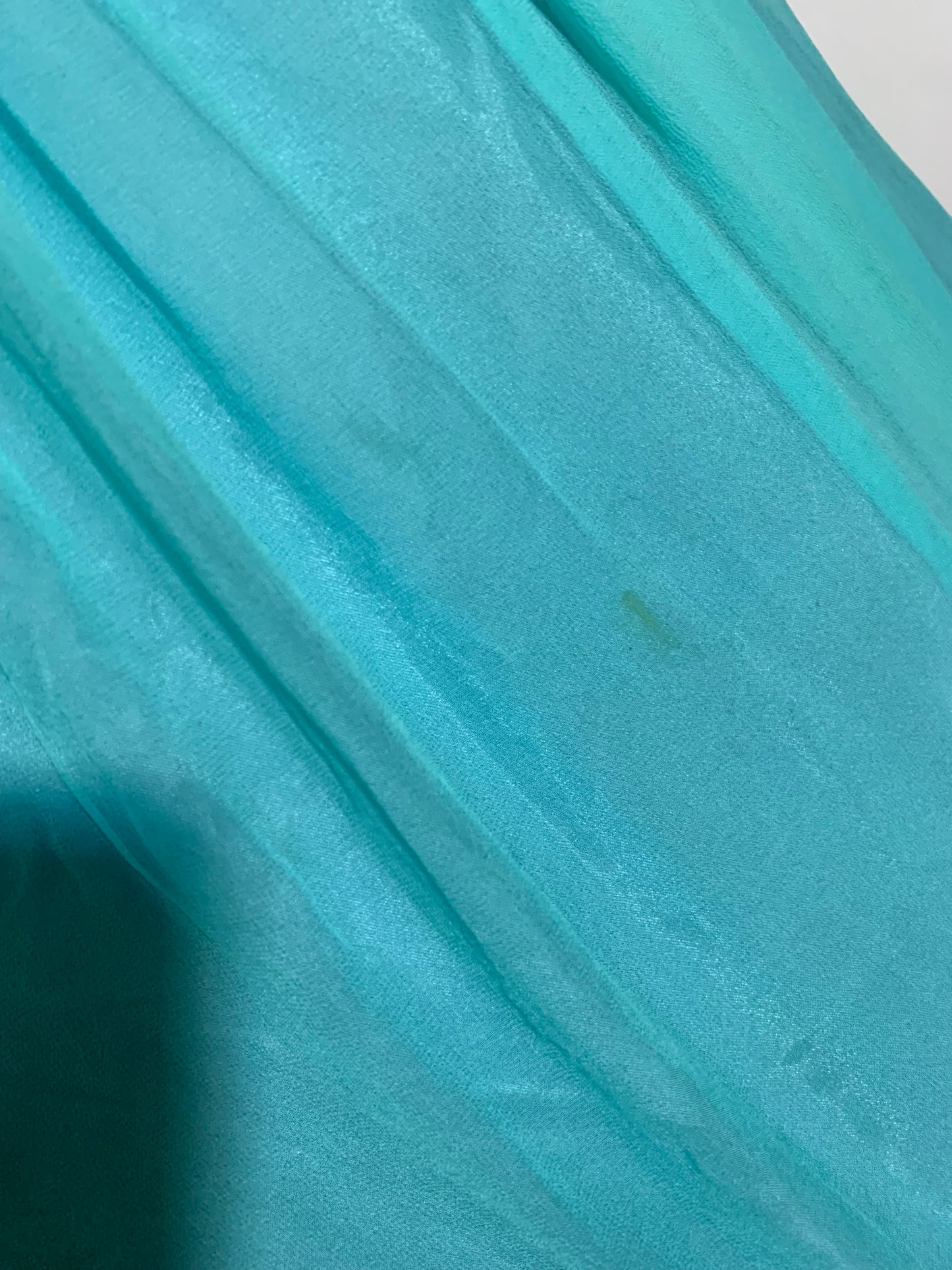 Turquoise Silk Chiffon Skirted Dress with Beading and Sequins circa 1960s