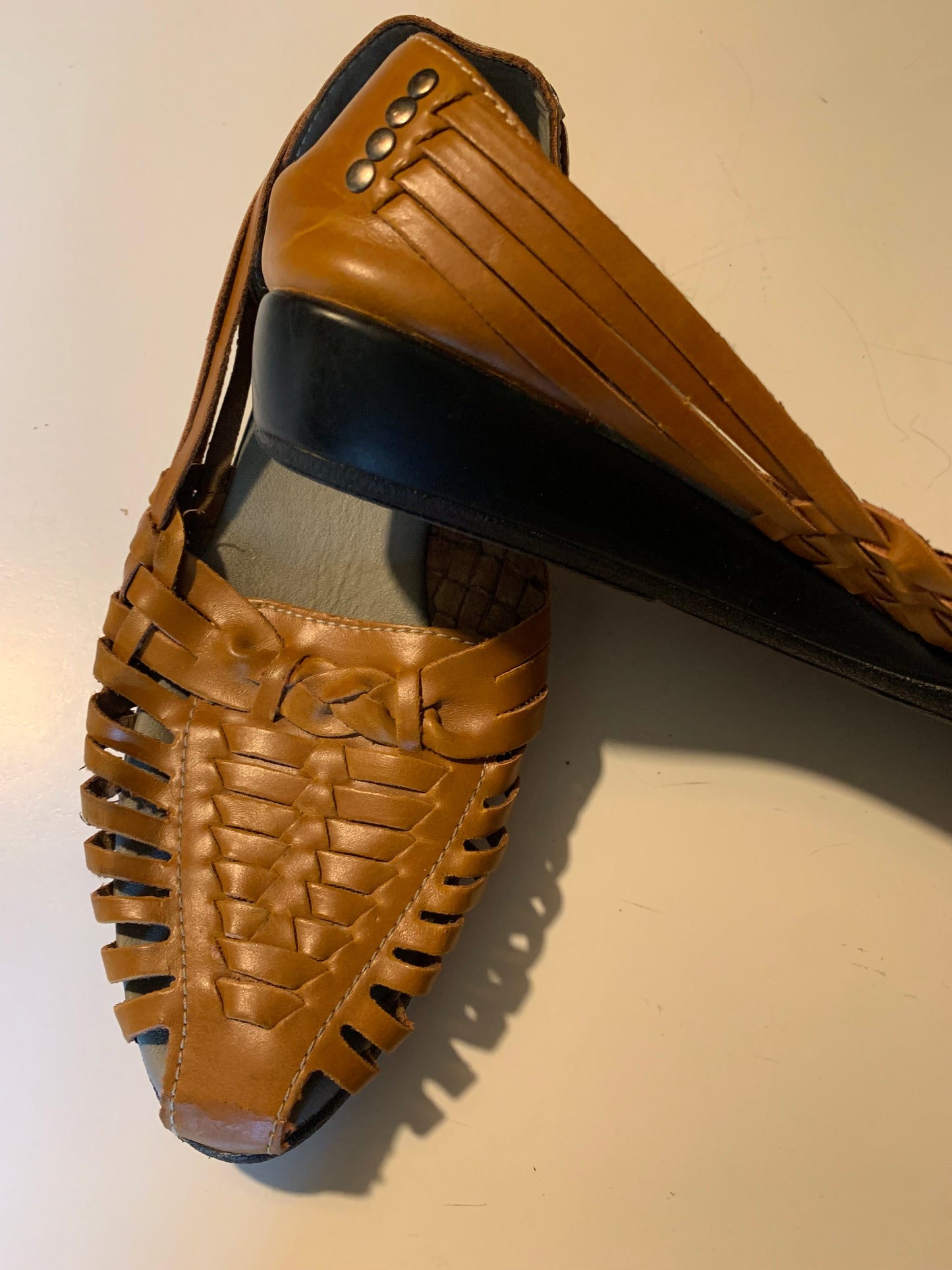 Brown Leather Classic Huaraches circa 1980s sz 6W