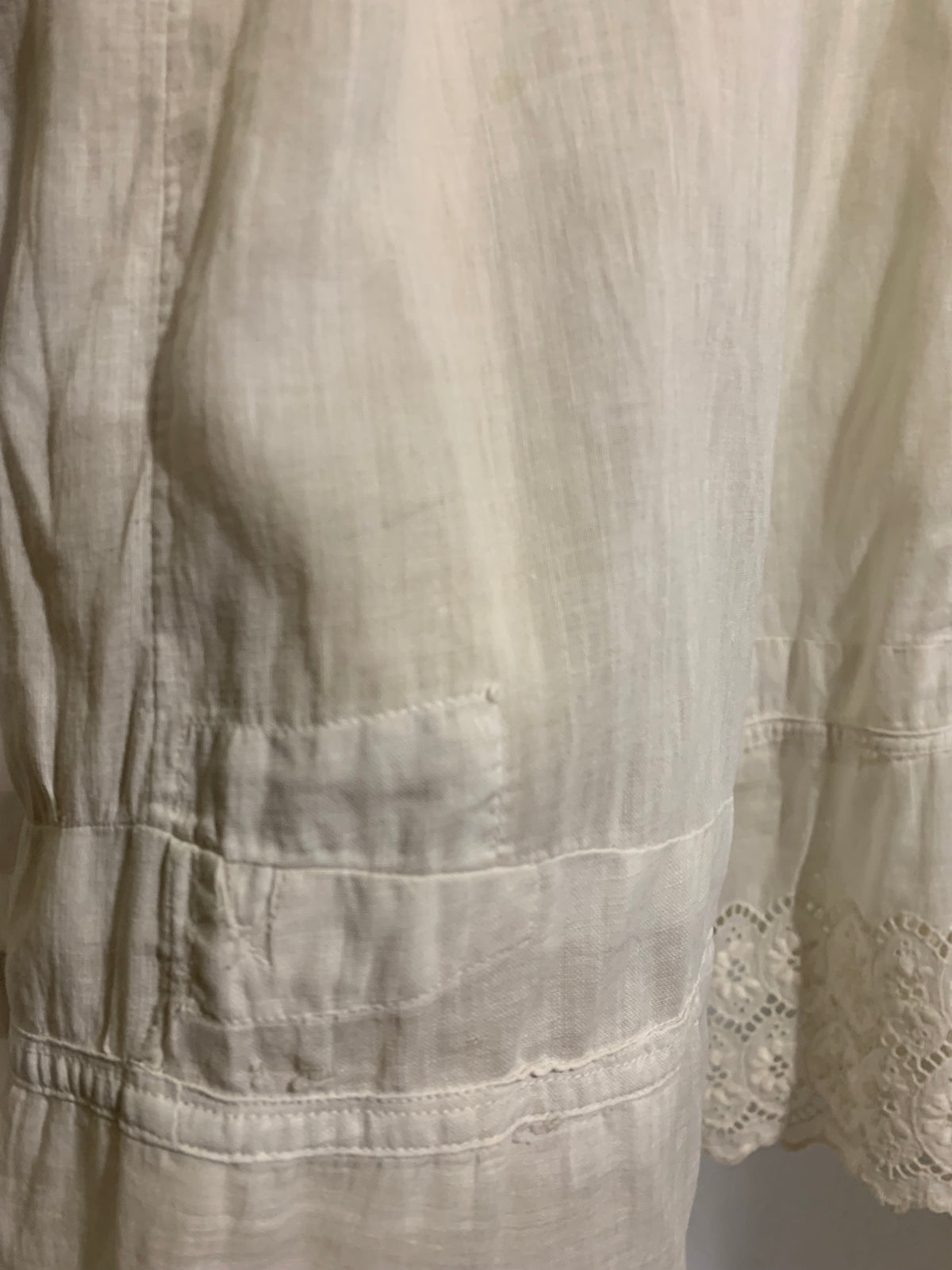 White Cotton Petticoat with Embroidery and Lace Skirt circa 1890s
