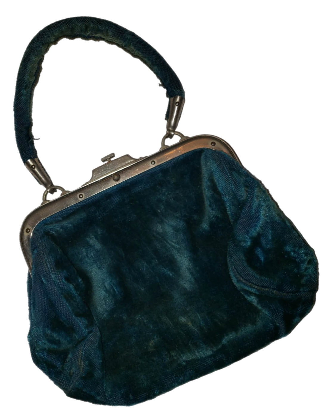 Emerald Green Cotton Velvet Handbag circa 1910s