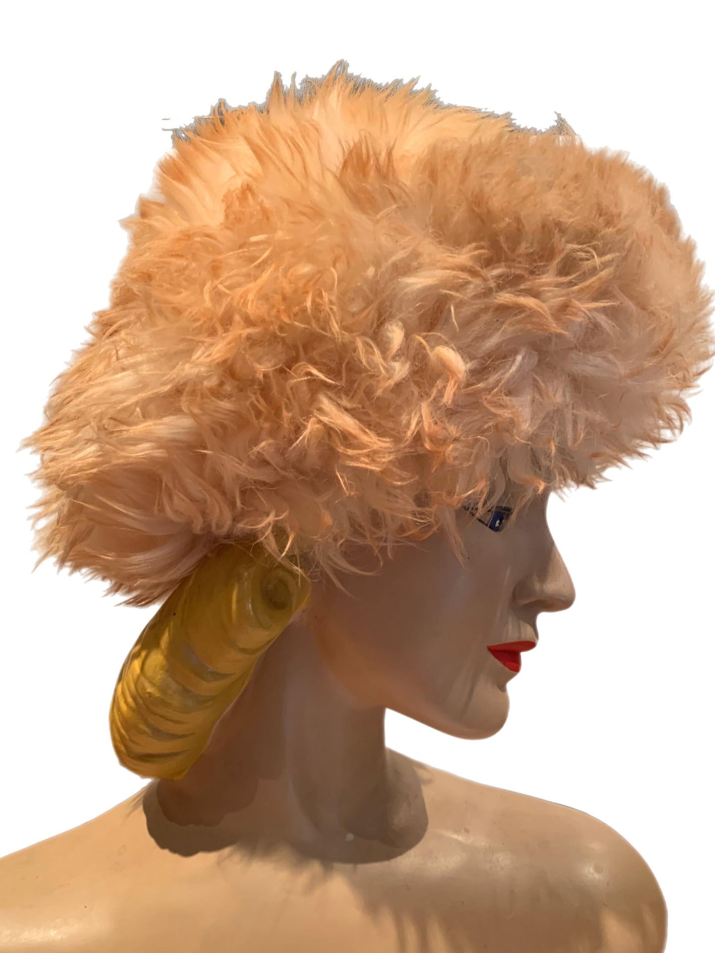Cinnamon Tipped Shearling Glam Rocker Hat circa 1970s