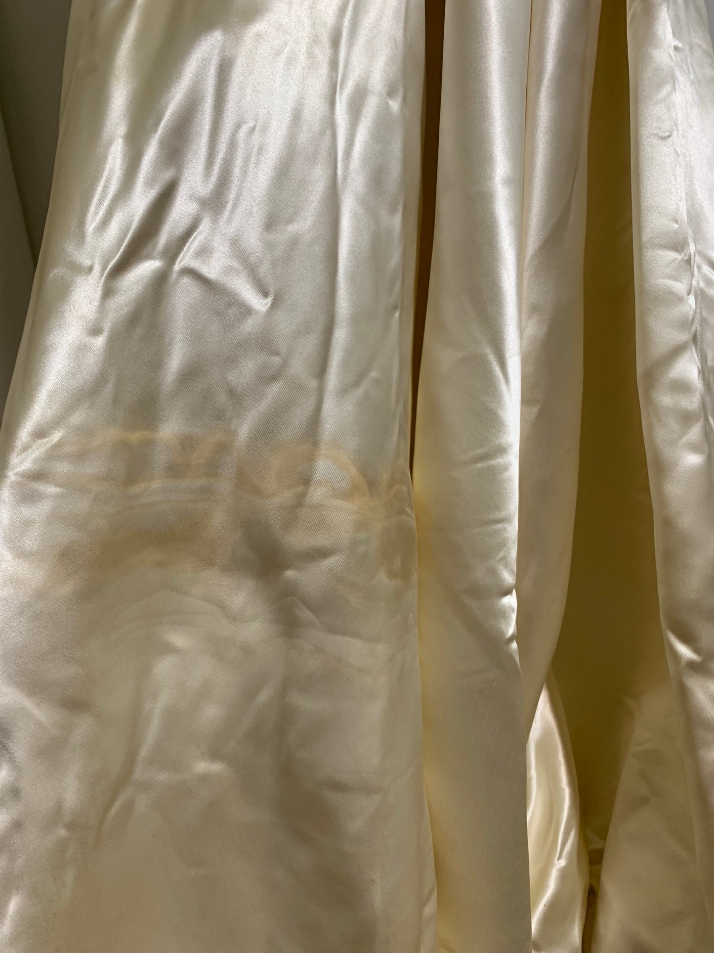 Soft White Slipper Satin Hip Draped Wedding Dress circa 1940s