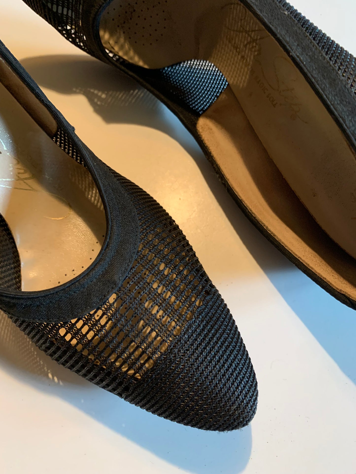 Black Sheer Mesh High Heel Shoes circa 1960s 7
