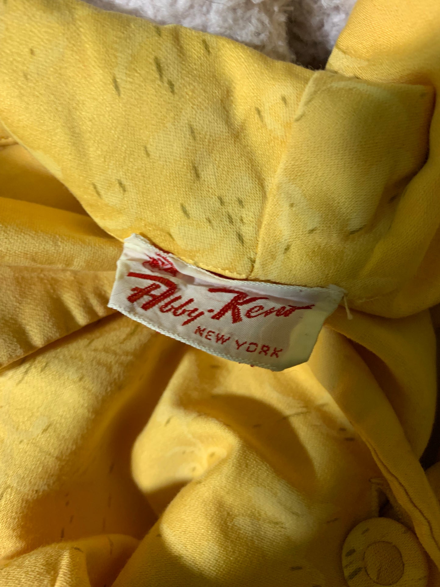 The Yellow Wallpaper Filigree Design Silk Shirtwaist Dress circa 1960s