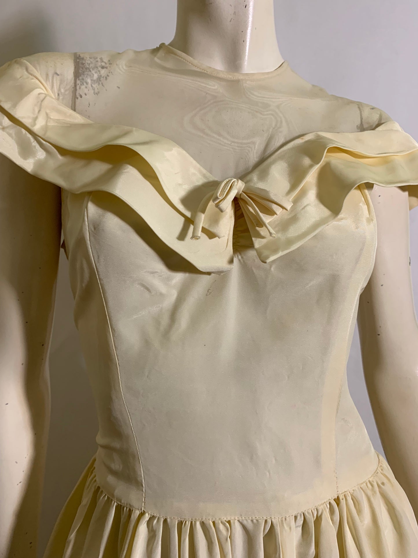 Off White High Neck Wedding Dress circa 1940s as is