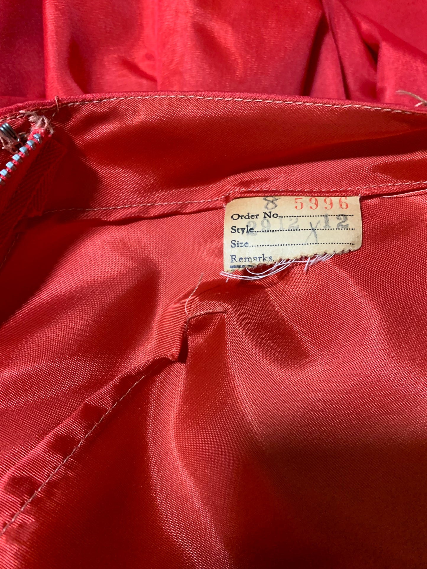Lipstick Red Dress Watteau Train and Headpiece circa 1960s
