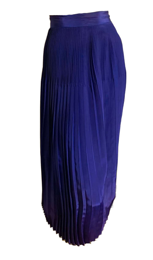 Vivid Blue Finely Pleated Rayon Skirt circa 1940s