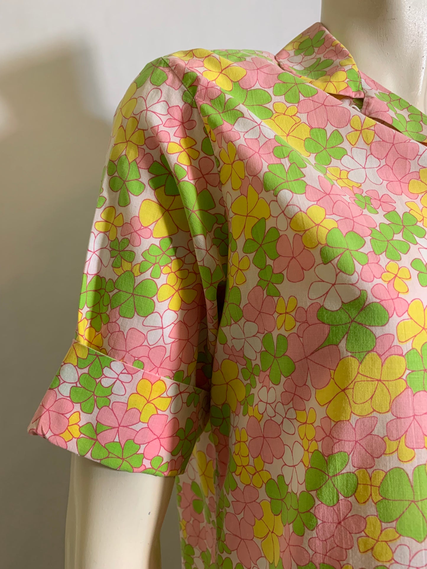 Pastel Floral Print Cotton Blouse circa 1960s