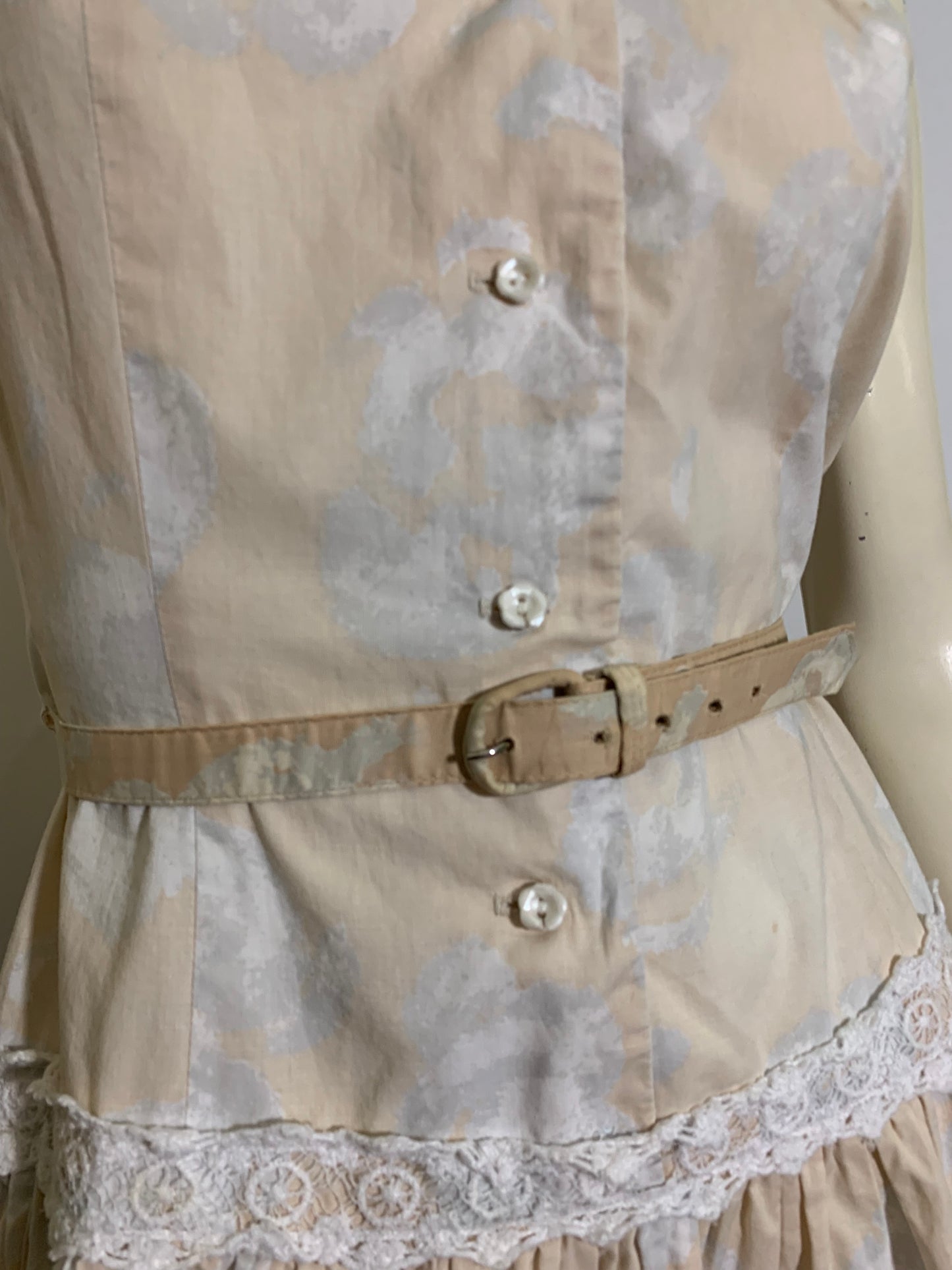 Breezy Summer Sky Cloud Print Dropped Waist Dress circa 1960s