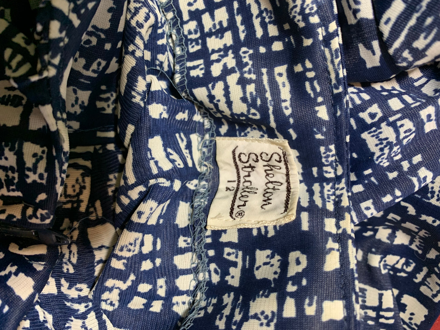 Blue and White Abstract Sketchwork Print Jersey Nylon Dress and Jacket circa 1960s