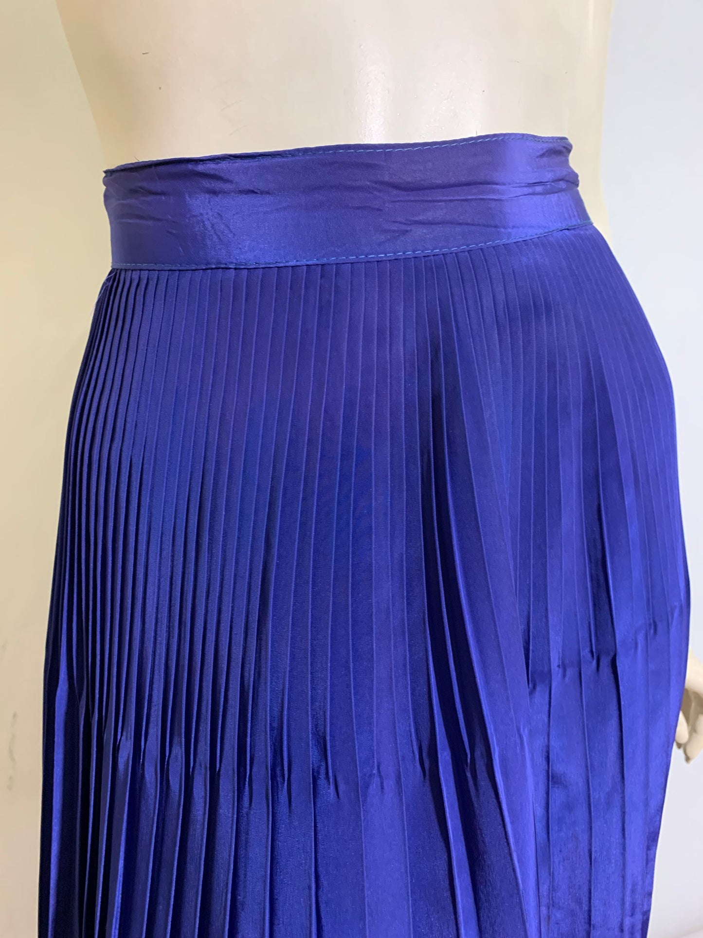 Vivid Blue Finely Pleated Rayon Skirt circa 1940s