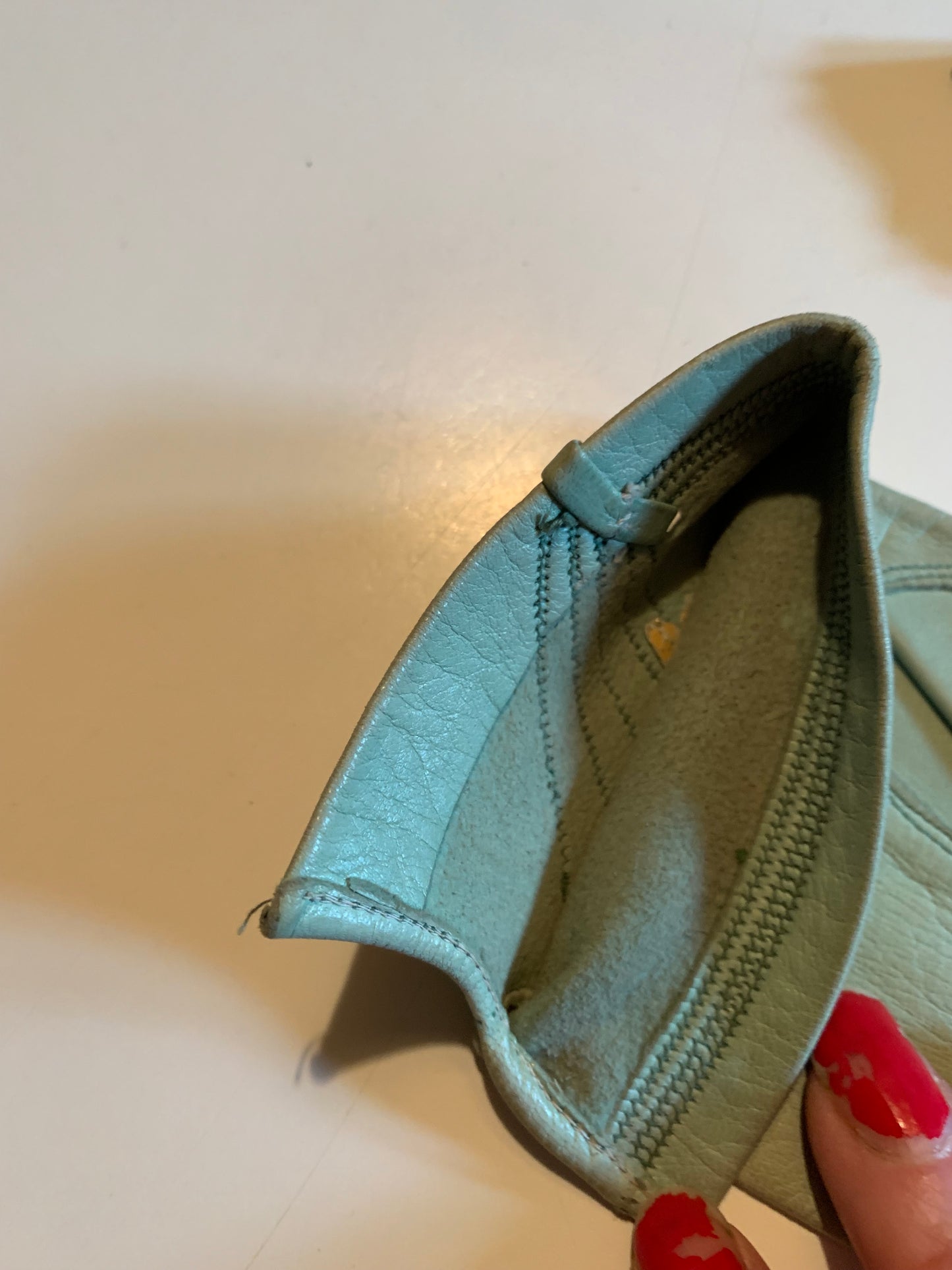 Powder Blue Art Deco Leather Gloves circa 1930s