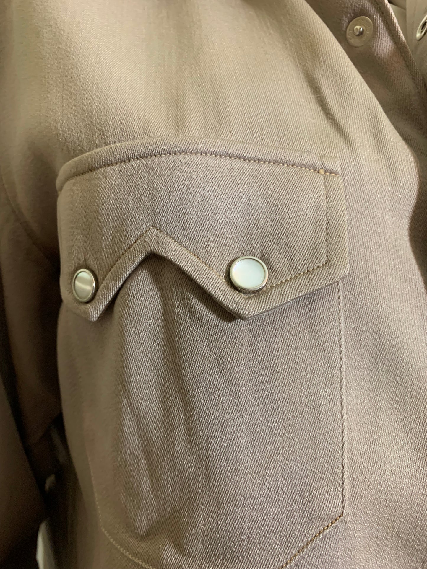 Putty Gabardine Western Shirt with Pearl Snaps circa 1940s