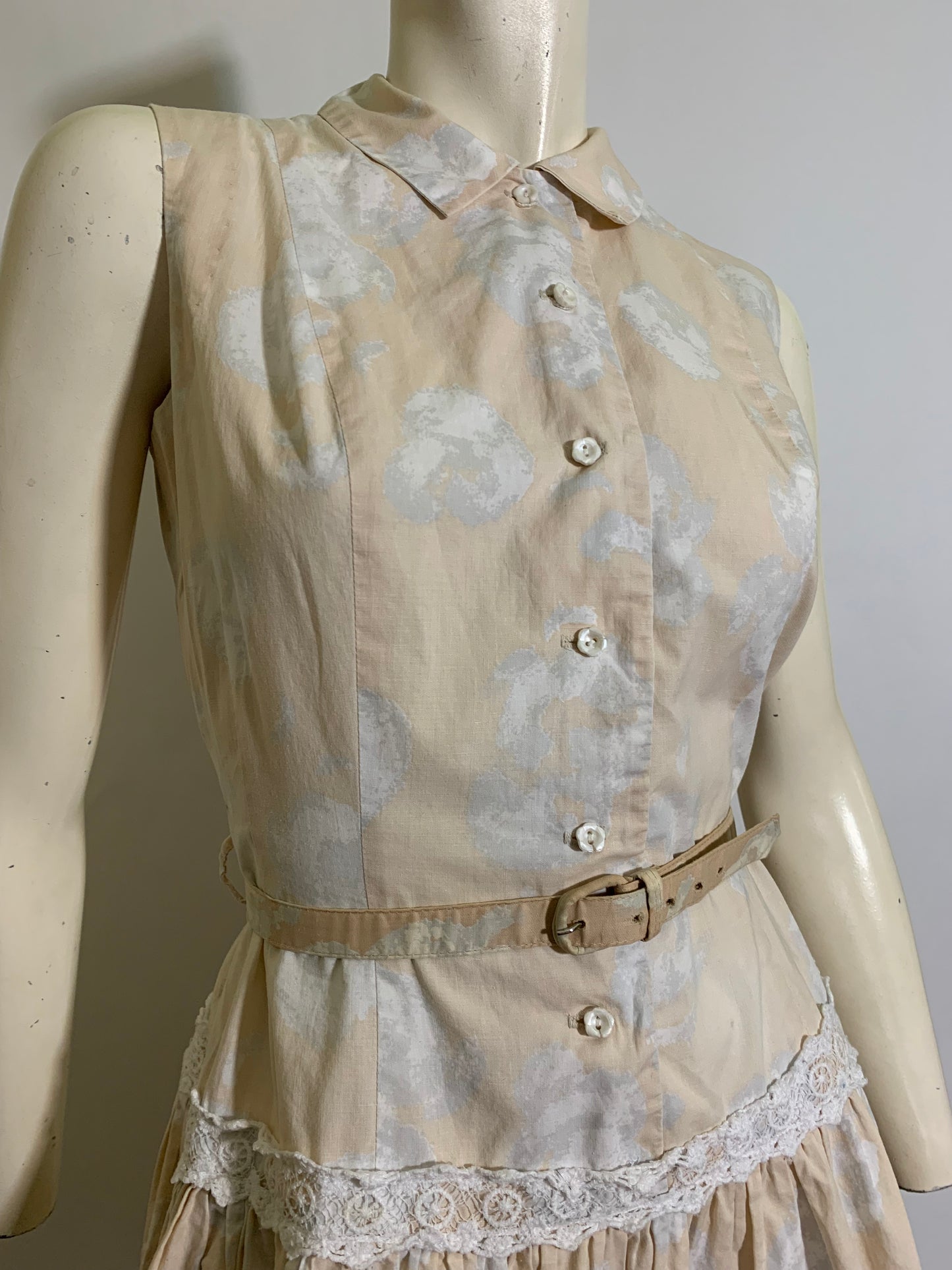 Breezy Summer Sky Cloud Print Dropped Waist Dress circa 1960s