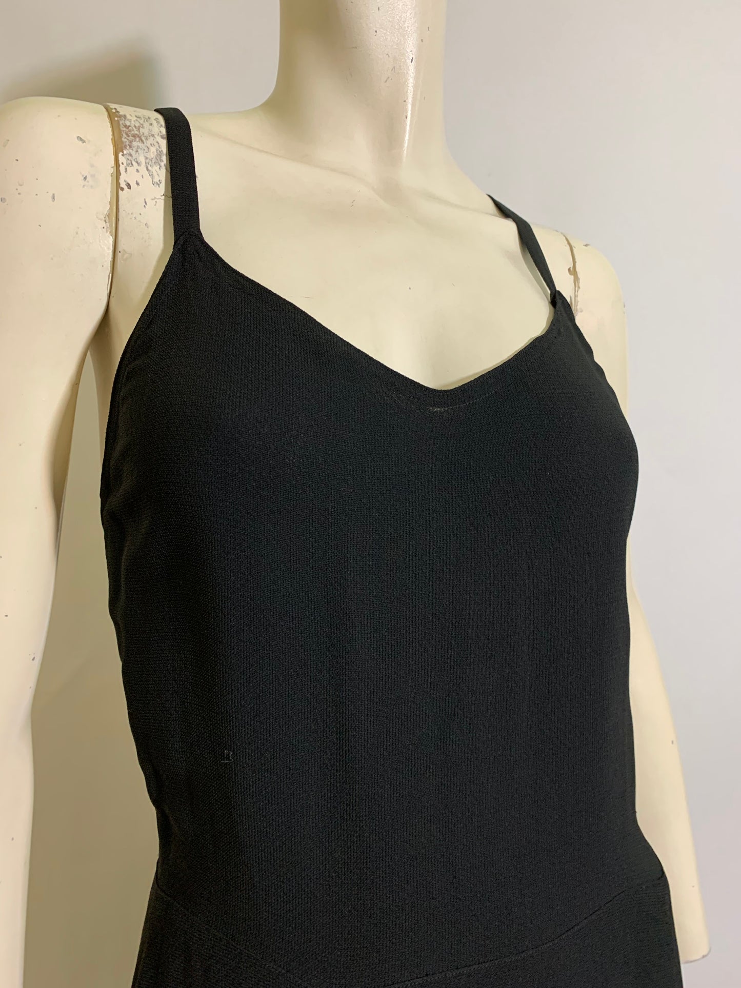 Jet Black Slinky Silk Charmeuse Slip Dress circa 1930s