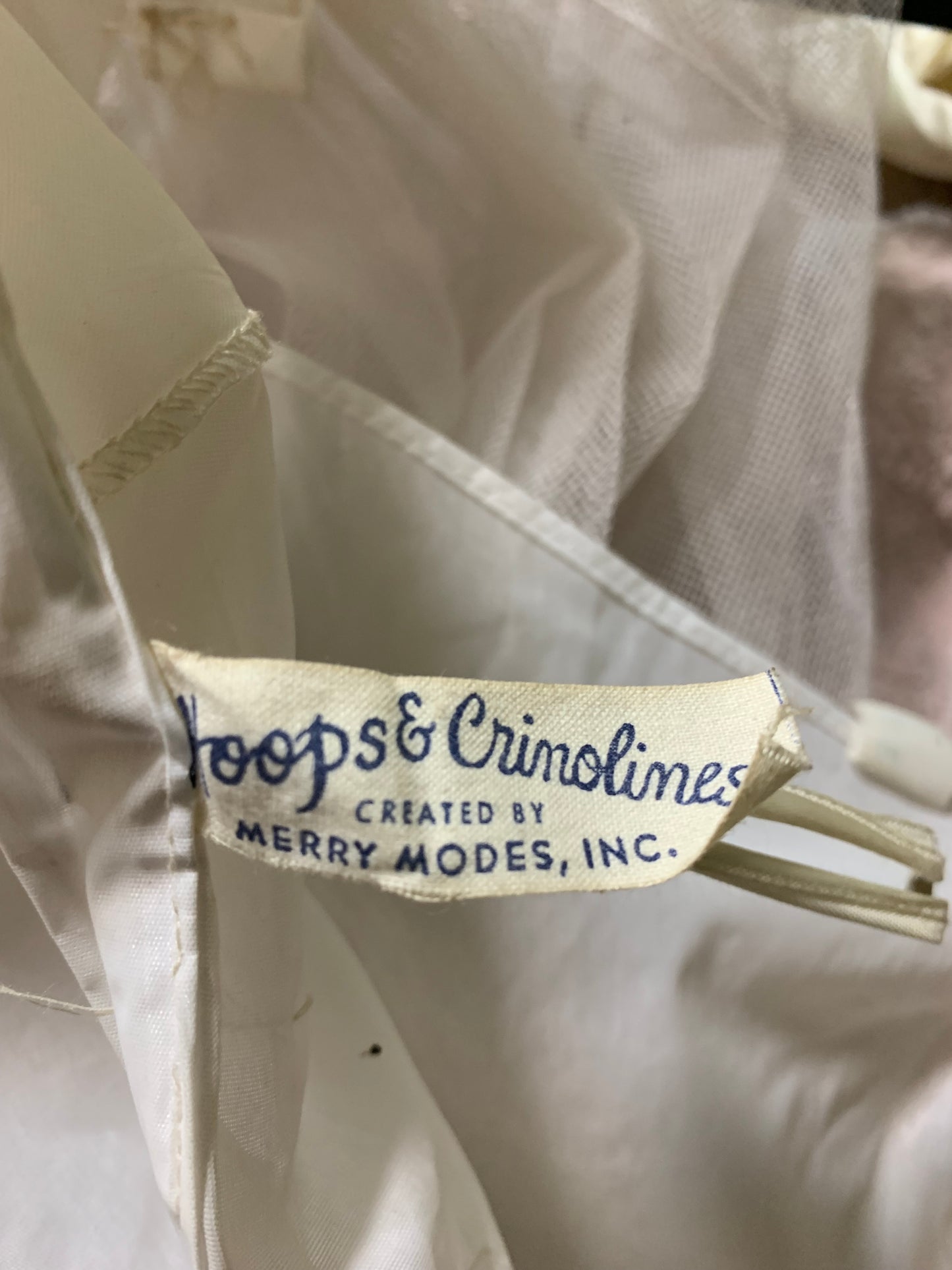 Soft White Bustle Back Long Half Slip w/ Tulle circa 1950s