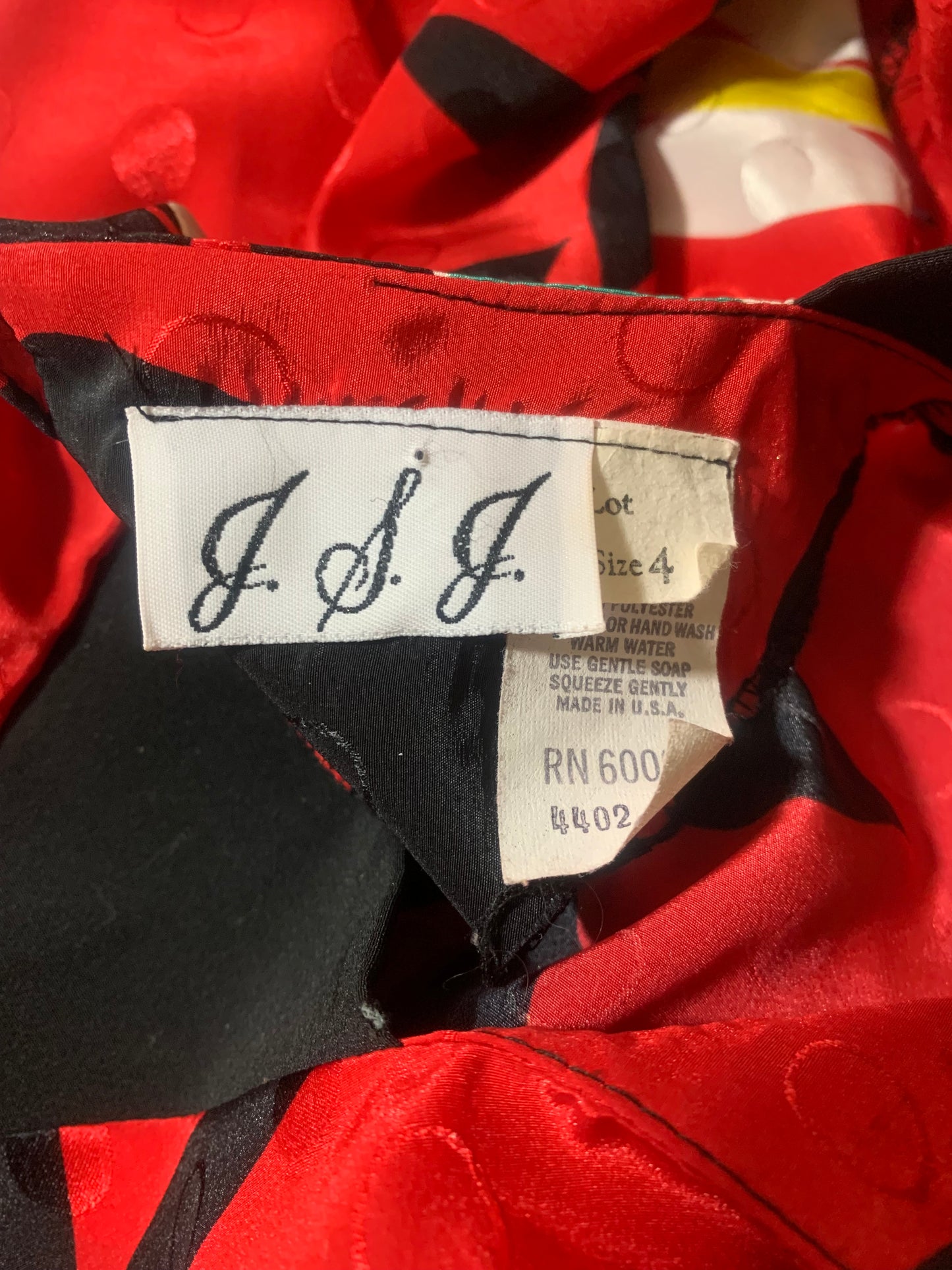 RESERVED Bold Floral Print Red Dress with Sash circa 1980s